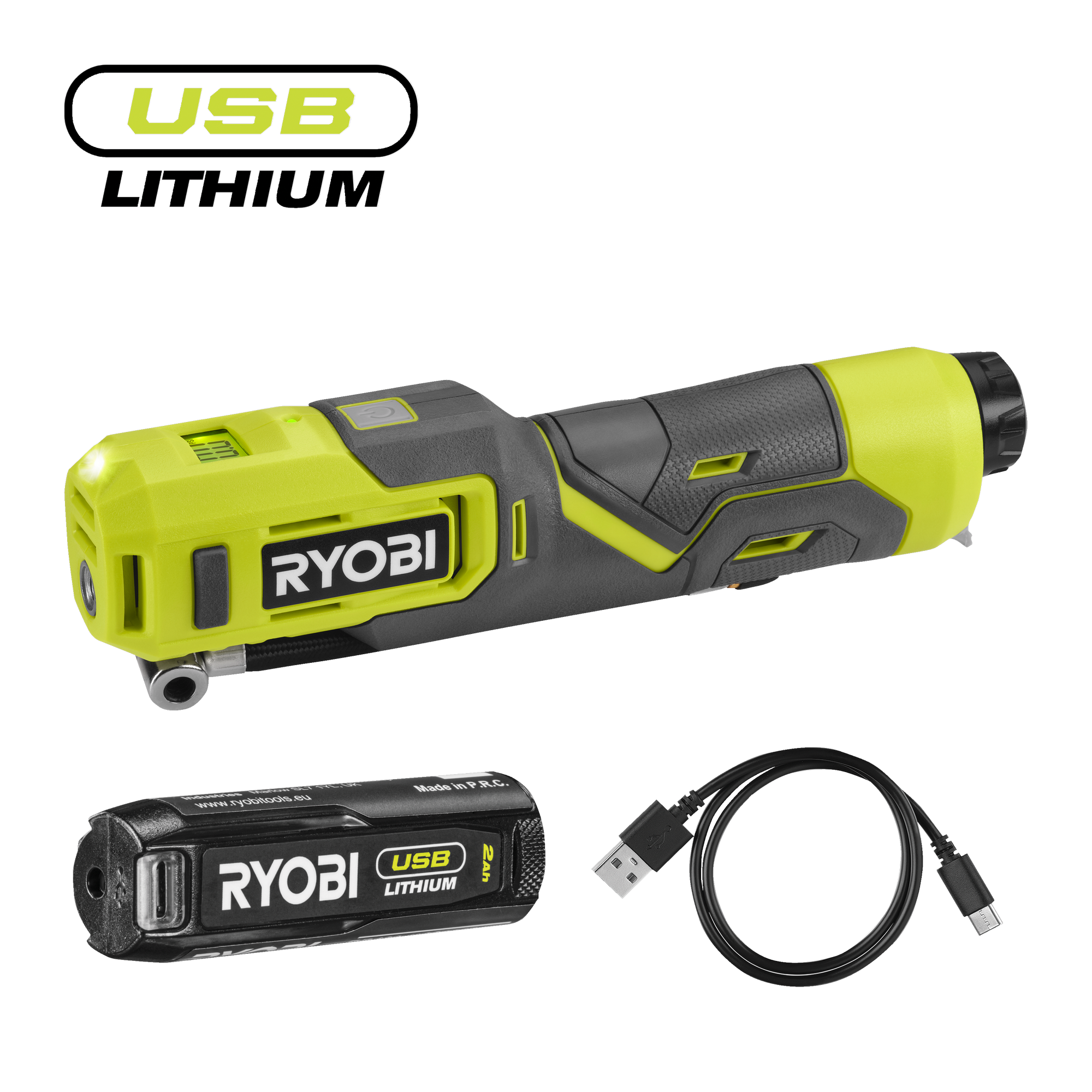 Ryobi Akku-Mini-Kompressor 'USB-Lithium' 4 V mit Akku und Ladekabel