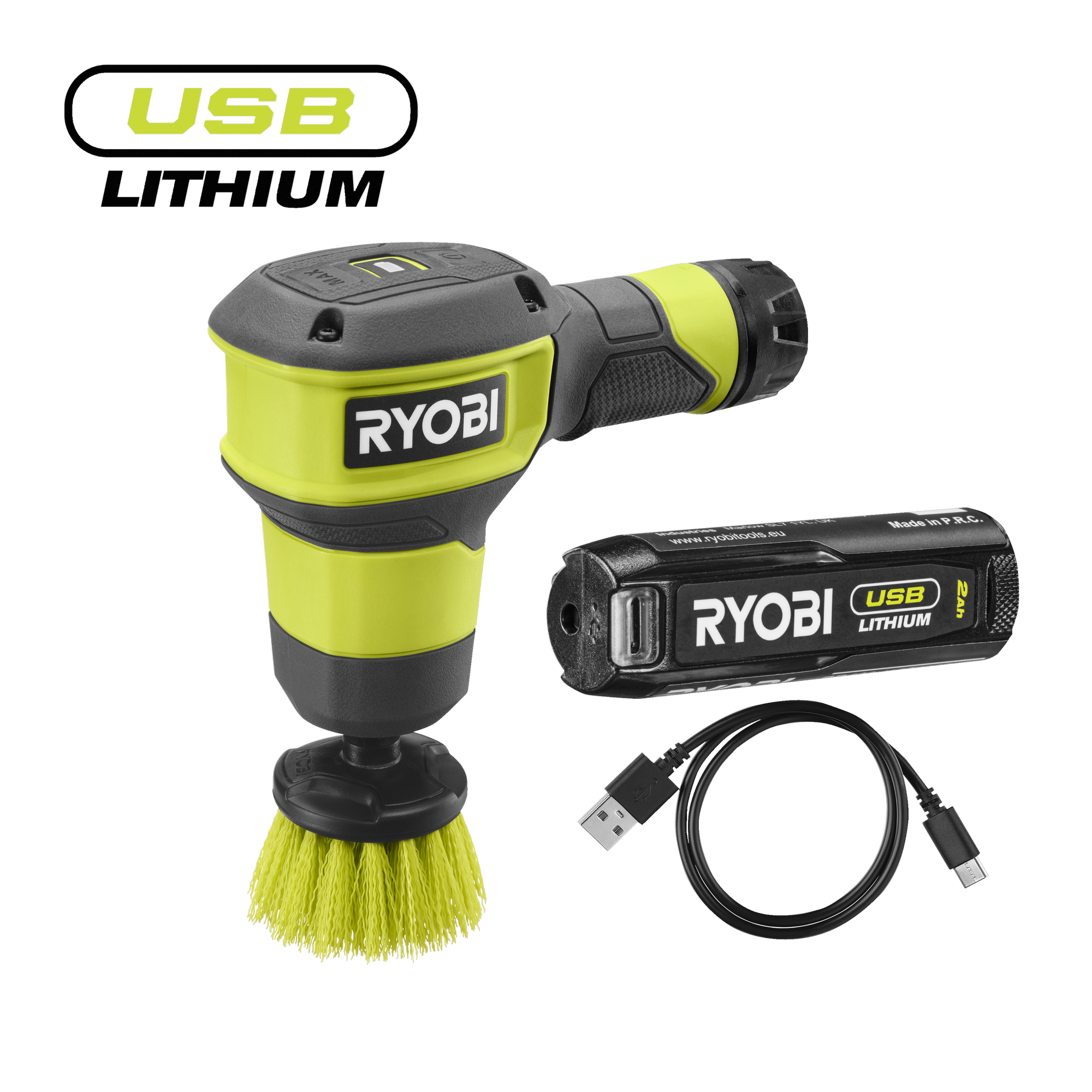 Ryobi Akku-Reinigungsbürste 'USB-Lithium' Ø 5 cm 4 V mit Akku und Ladekabel