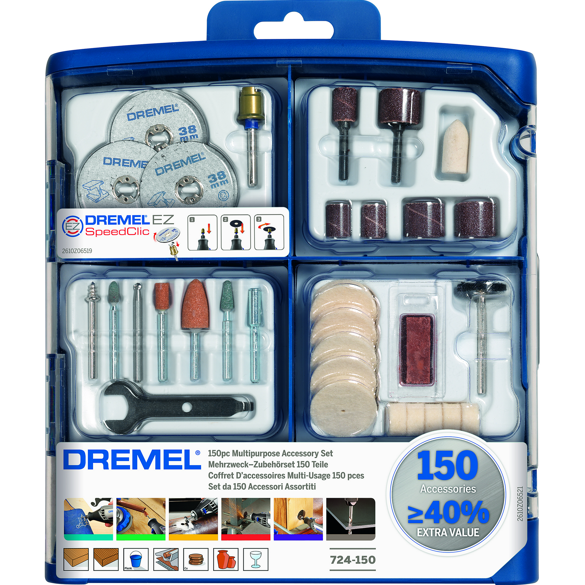 Dremel Mehrzweckzubehör-Set 'EZ SpeedClic' 150-teilig