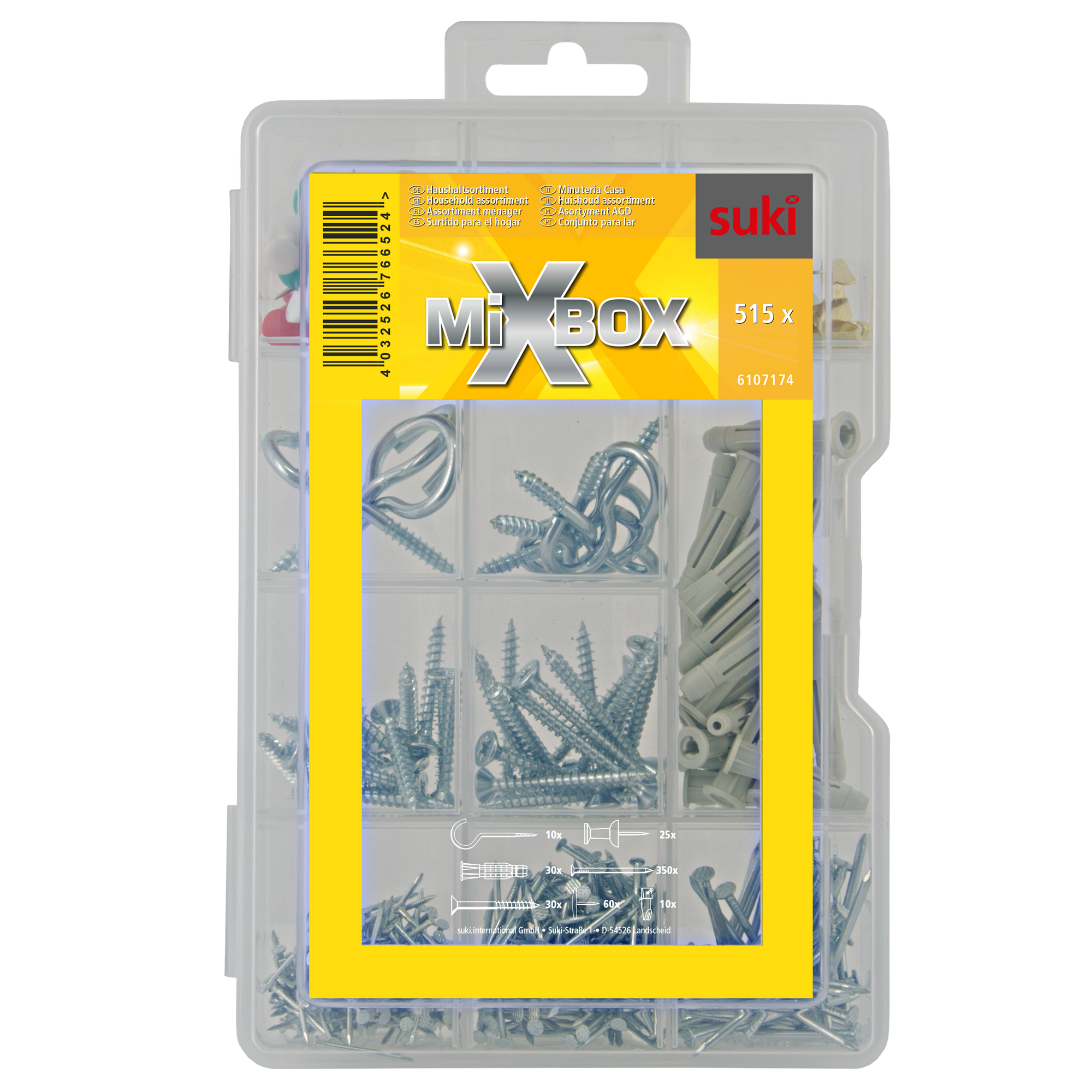 Suki Schraubensortiment 'Mixbox Haushalt' gelb 515-teilig