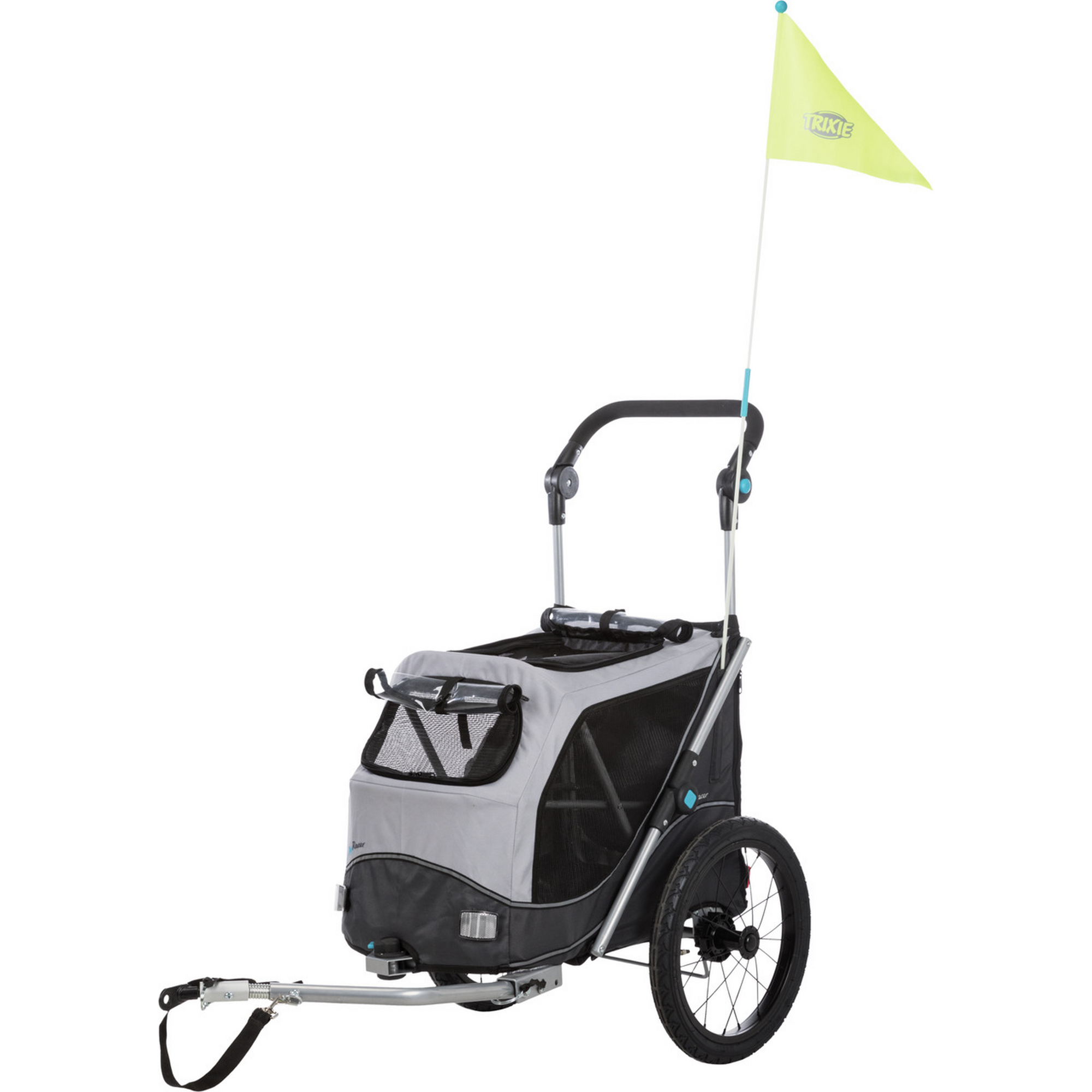 TRIXIE Fahrradanhänger Gr. S für Hunde bis 15 kg faltbar grau/schwarz 58 × 74/114 × 93 cm