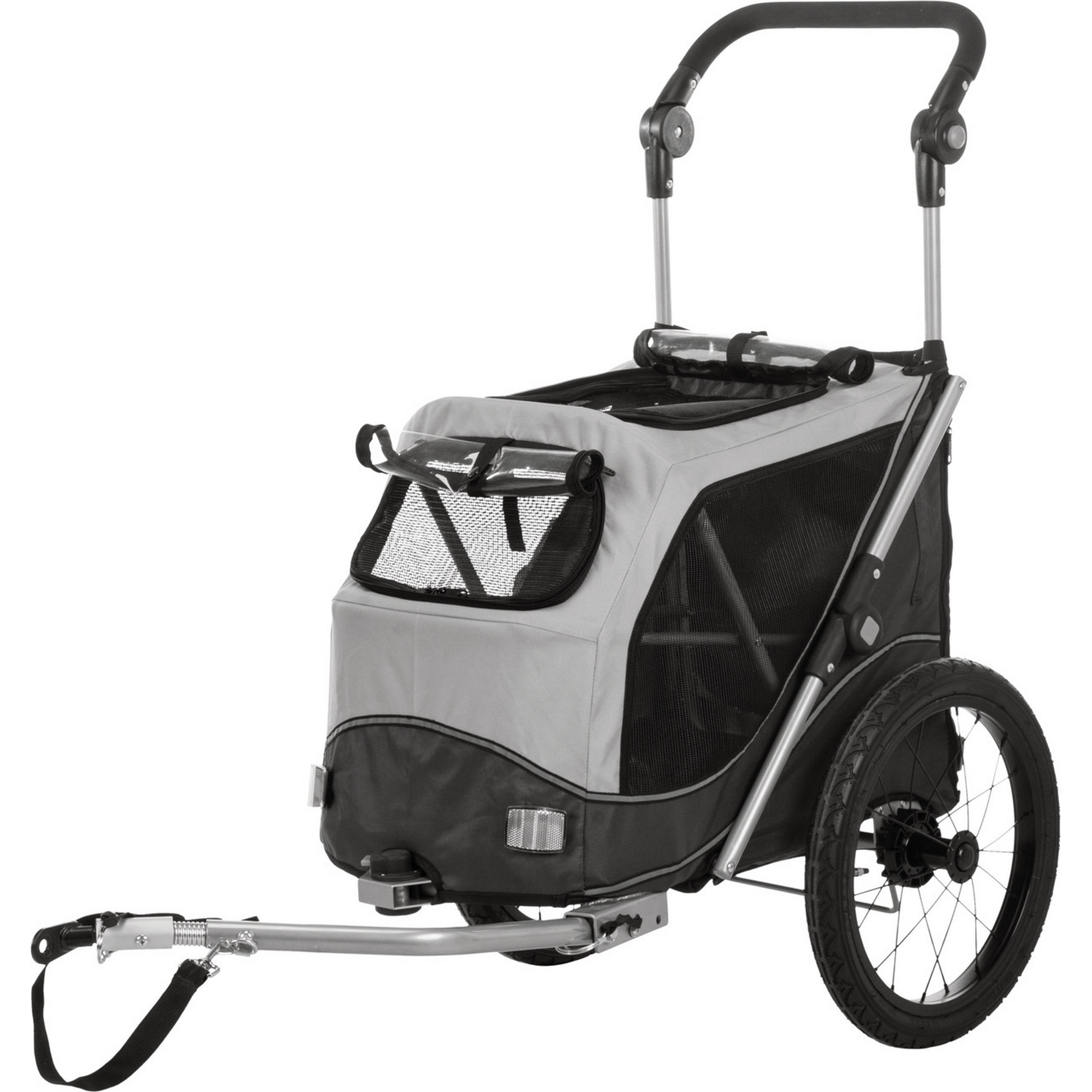 TRIXIE Fahrradanhänger Gr. M für Hunde bis 22 kg faltbar grau/schwarz 63 × 95/132 × 90 cm