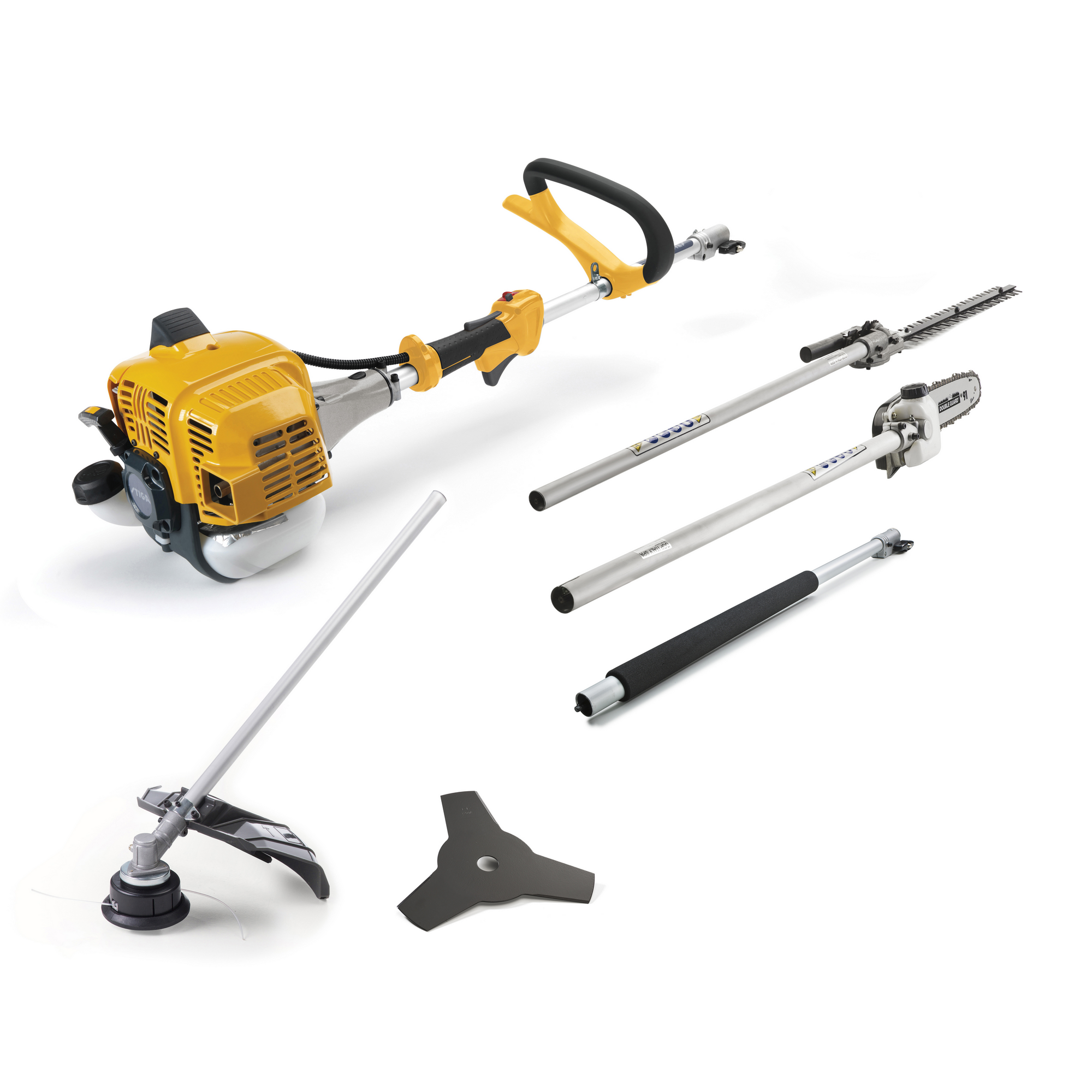 Stiga Benzin-Multi-Tool 'MT 330 - 5 in 1' Hochentaster, Heckenschere, Rasentrimmer, Motorsense 700 W / 25,4 cm³