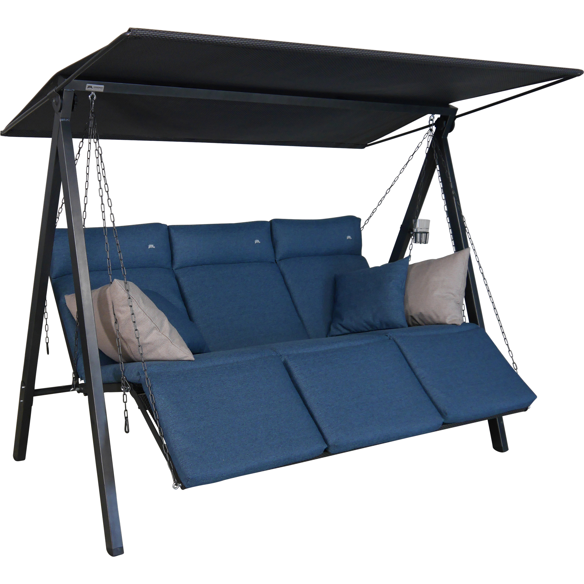 Angerer Freizeitmöbel Hollywoodschaukel 'Lounge Smart' 3-Sitzer blau 210 x 160 x 145 cm