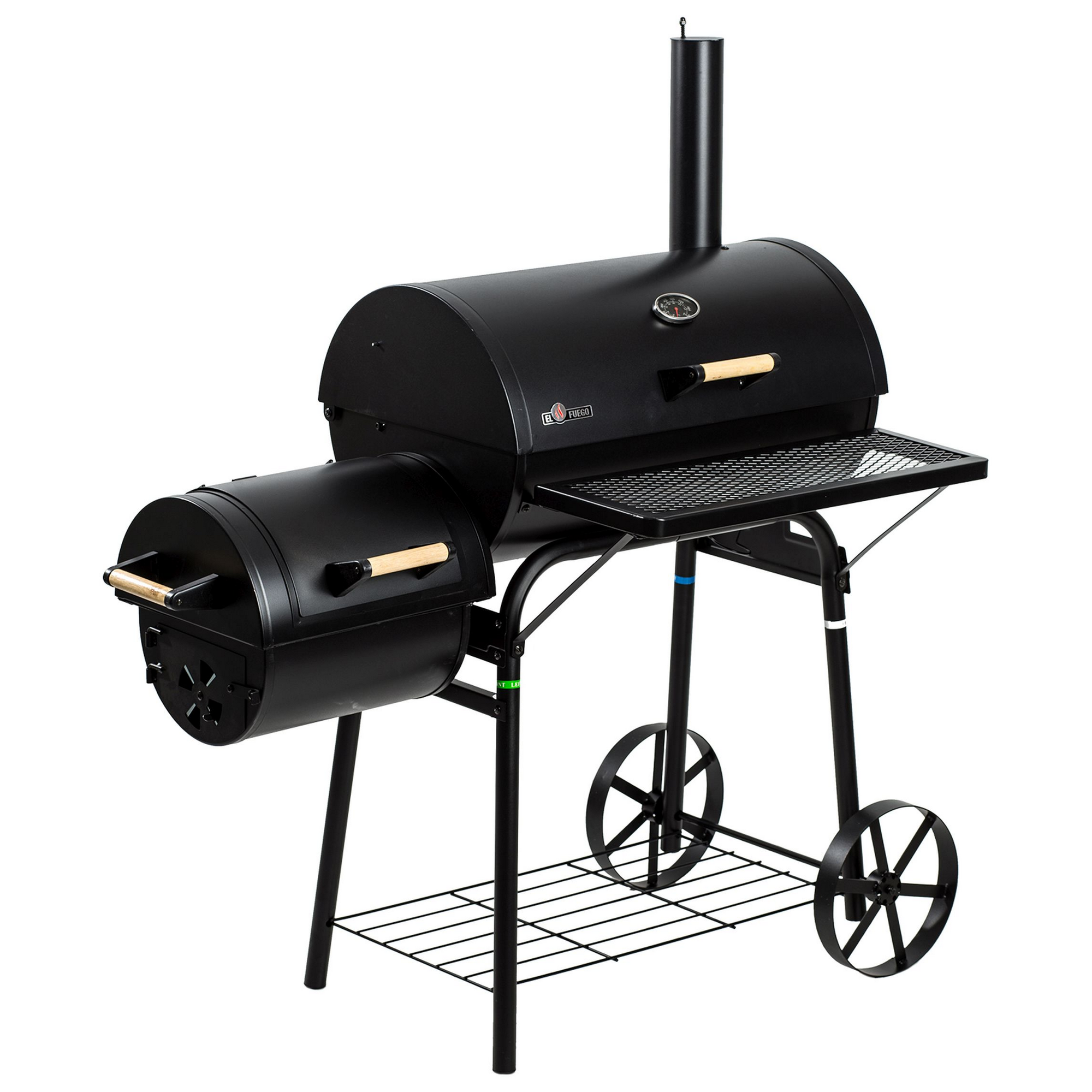 El Fuego Smoker- und Holzkohlegrill 'Dakota' schwarz 122 x 132,5 x 66 cm