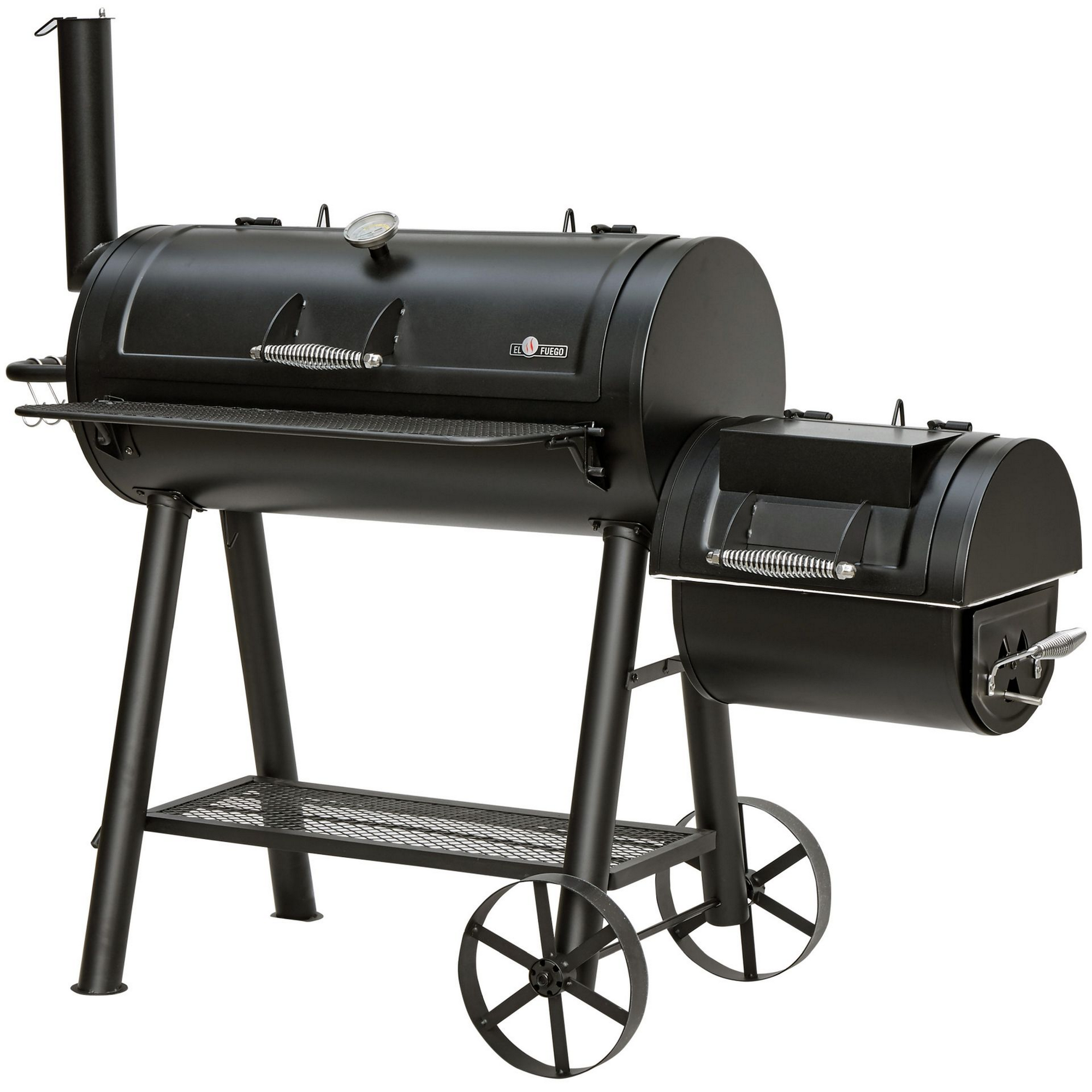 El Fuego Smoker- und Holzkohlegrill 'Buffalo' schwarz 155 x 132 x 78 cm
