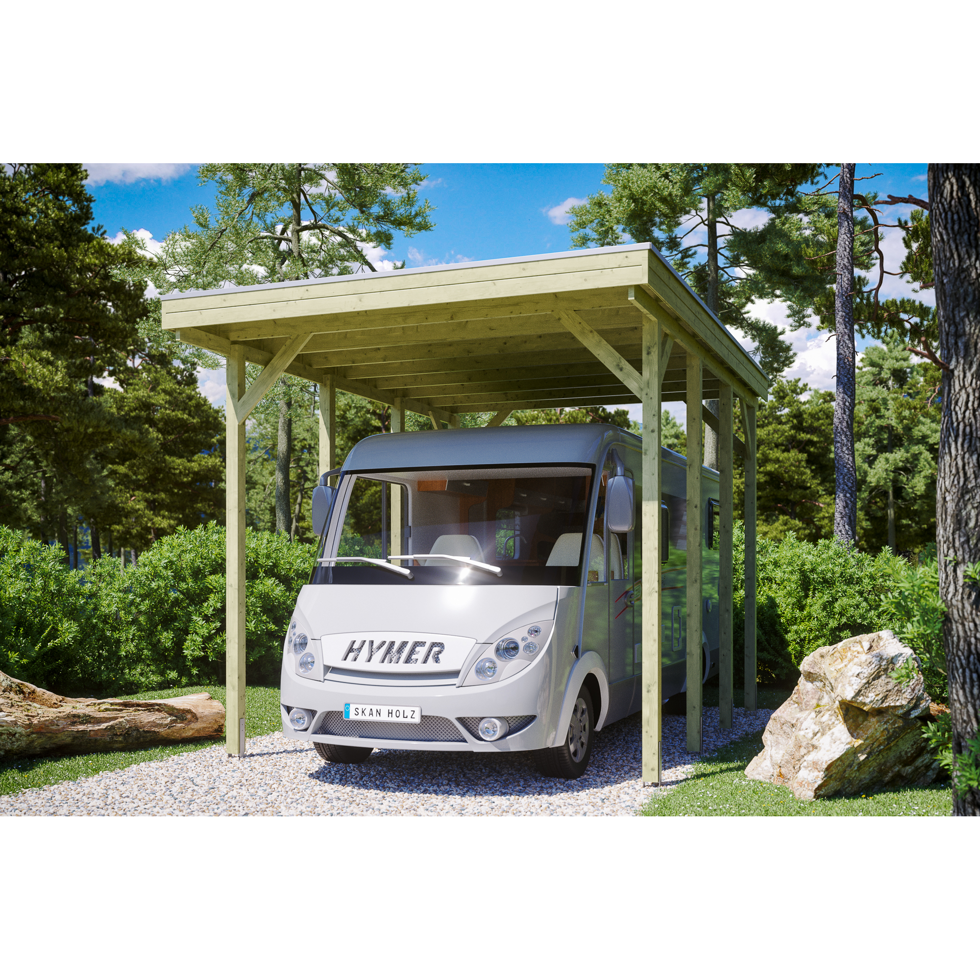 SKAN HOLZ Caravan-Carport 'Friesland' 397 x 555 cm KDI imprägniert