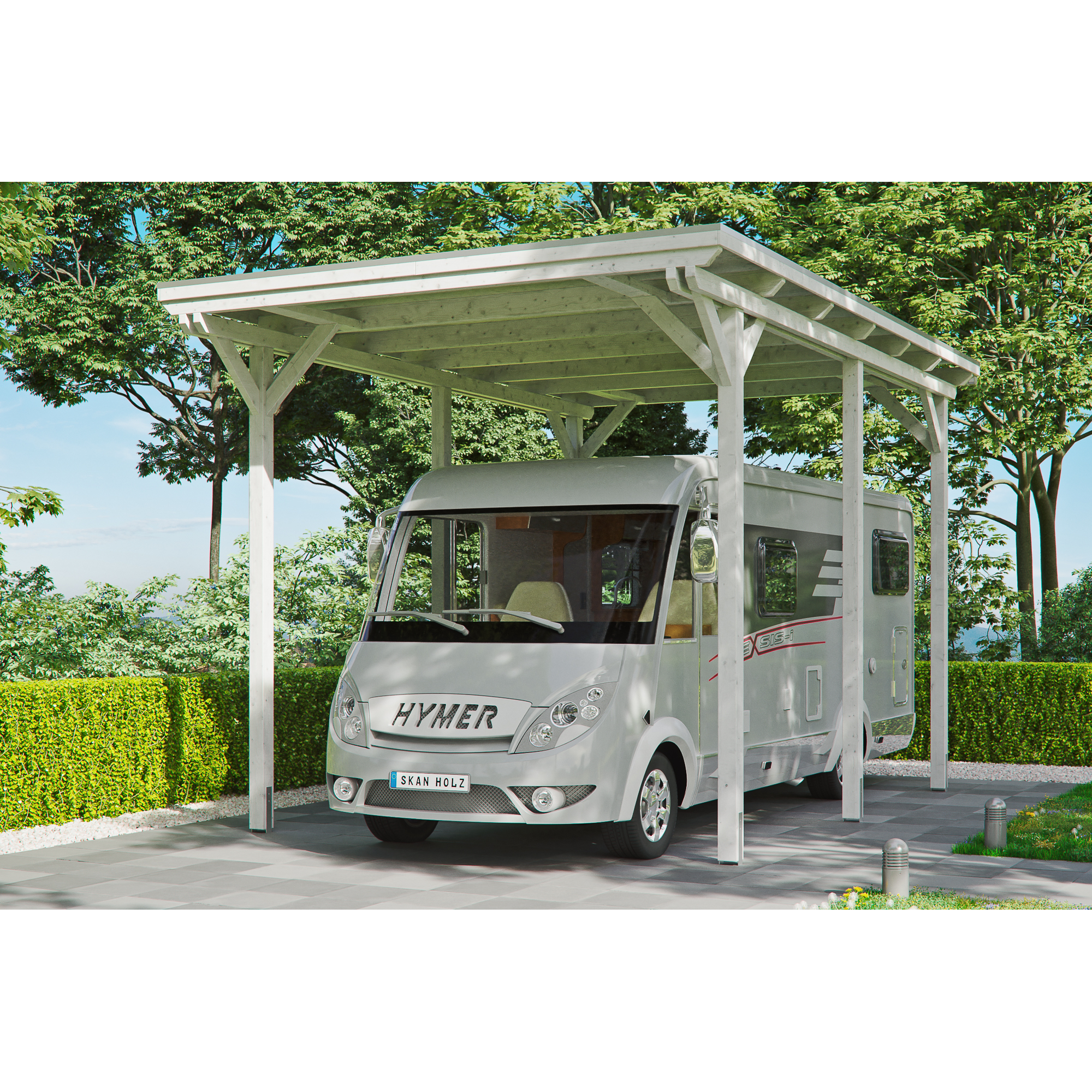 SKAN HOLZ Caravan-Carport 'Emsland' 404 x 604 cm weiß