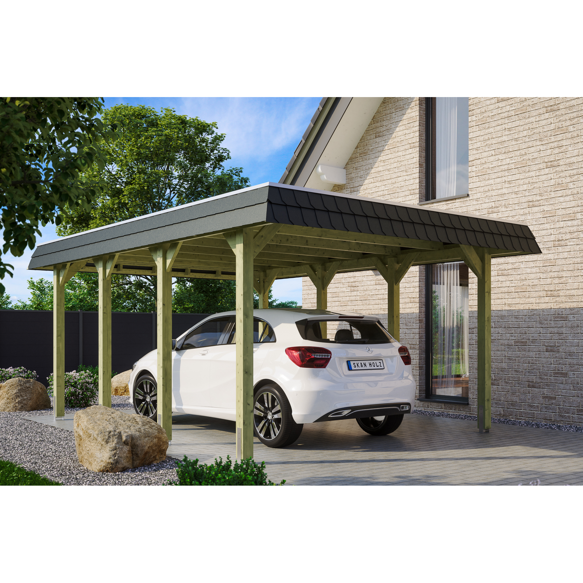 SKAN HOLZ Carport 'Spreewald' schwarze Blende  396 x 589 cm imprägniert