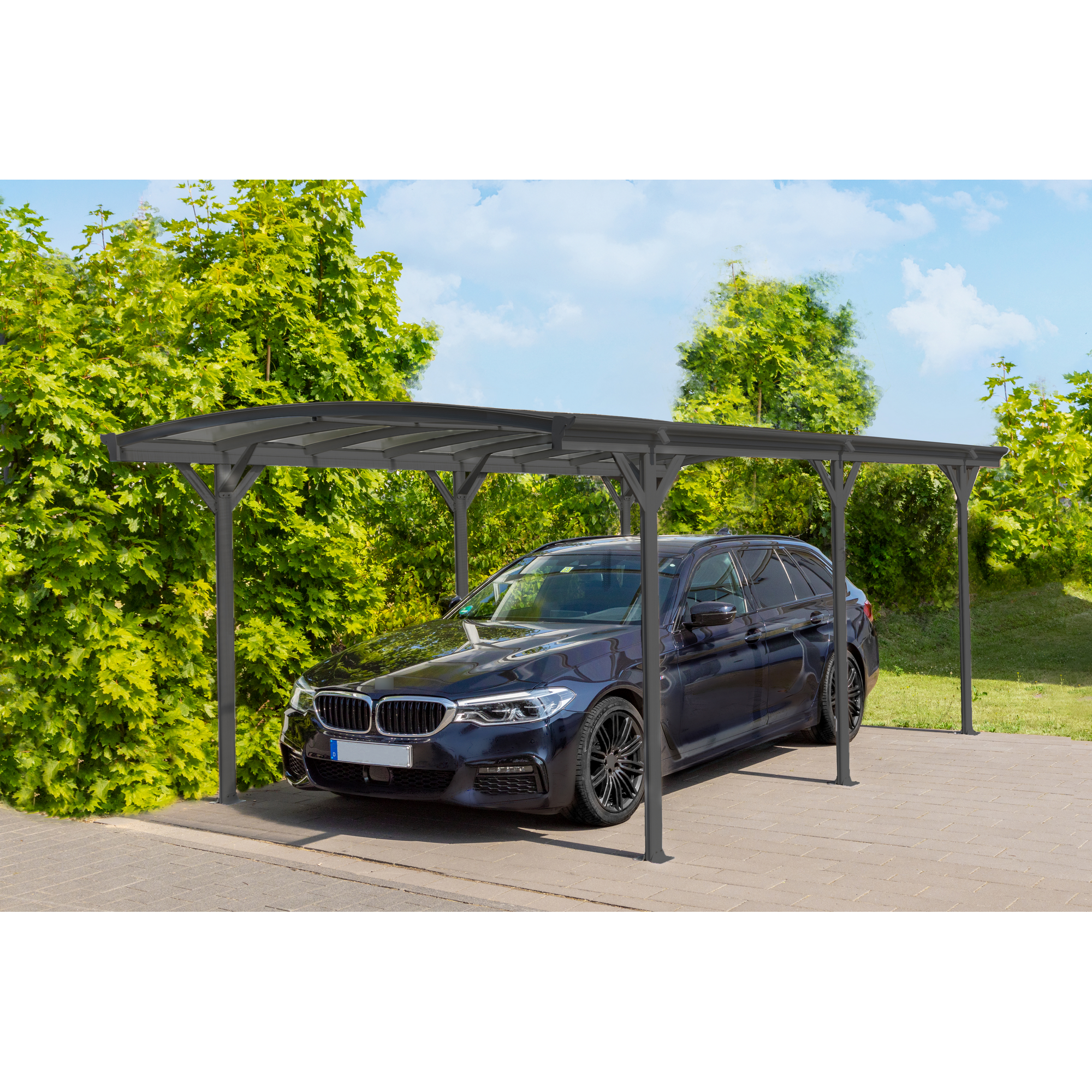Westmann Carport 'Stockholm' mit Runddach anthrazit Aluminium 576 x 300 x 220 cm