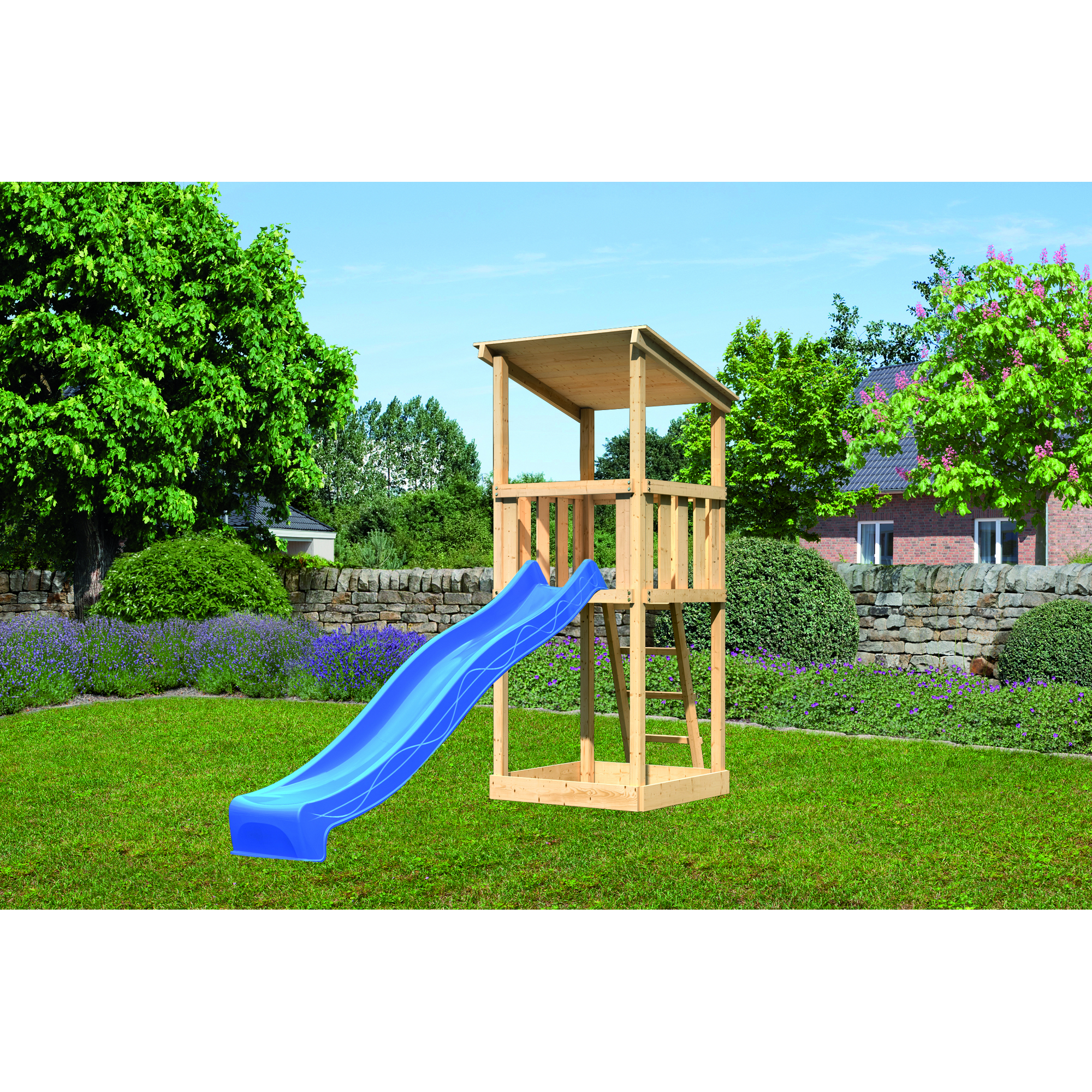 Akubi Spielturm Rutsche blau, 107 x 107 x 270 cm