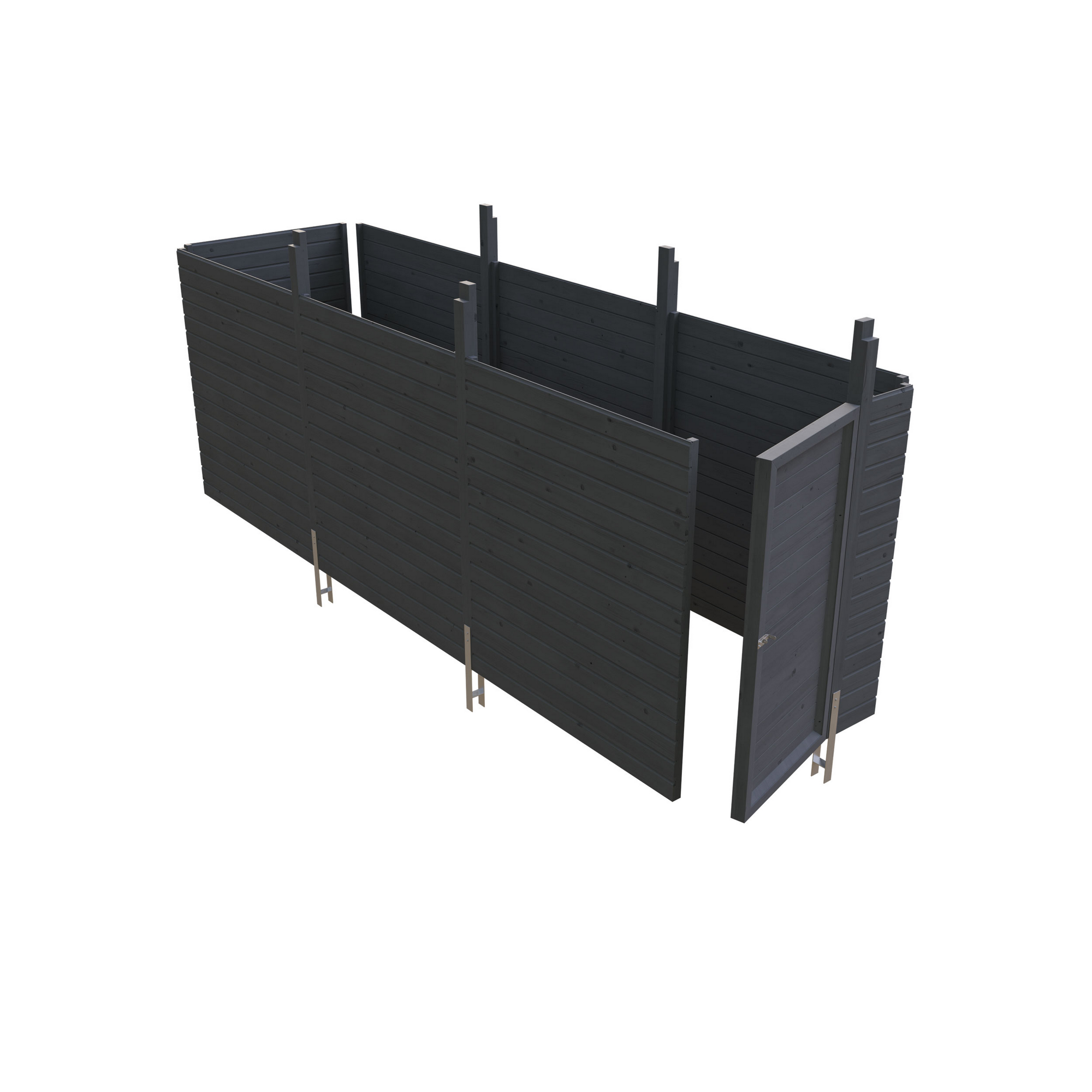 SKAN HOLZ Carport-Abstellraum 'C5' aus Profilschalung 573 x 164 cm schiefergrau
