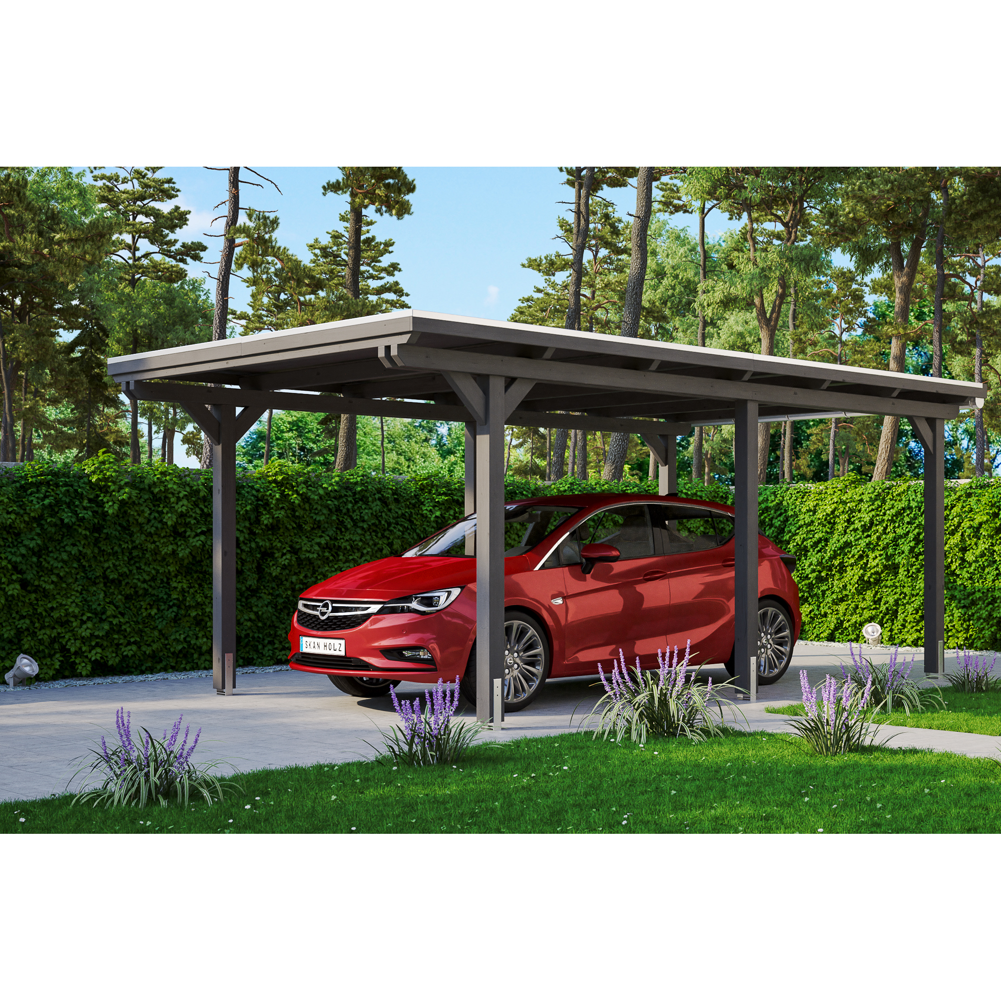 SKAN HOLZ Carport 'Emsland' 354 x 604 cm grau EPDM-Dach