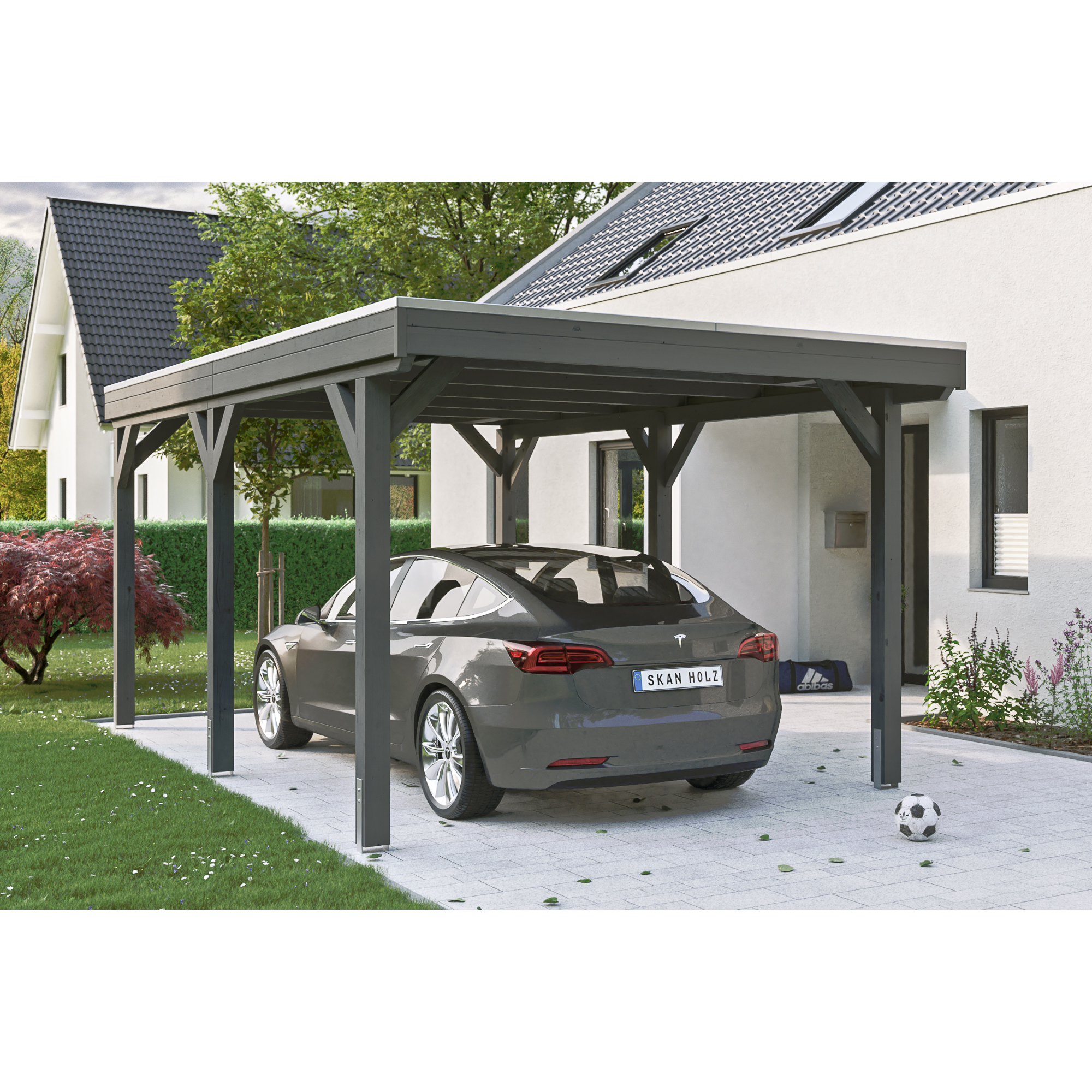 SKAN HOLZ Carport 'Grunewald' schiefergrau mit EPDM-Dach 321 x 554 cm