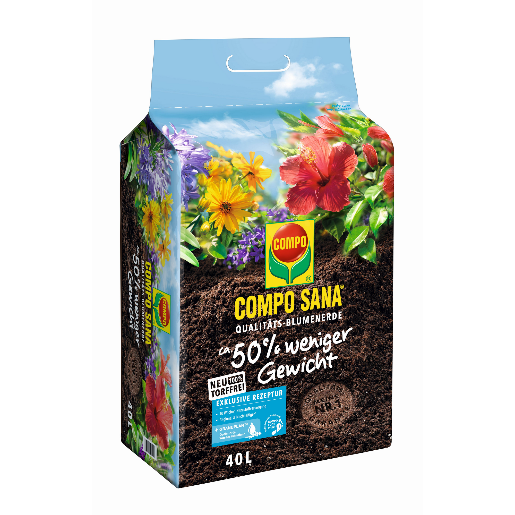 Qualitäts-Blumenerde 'Compo Sana' leicht torffrei 40 l