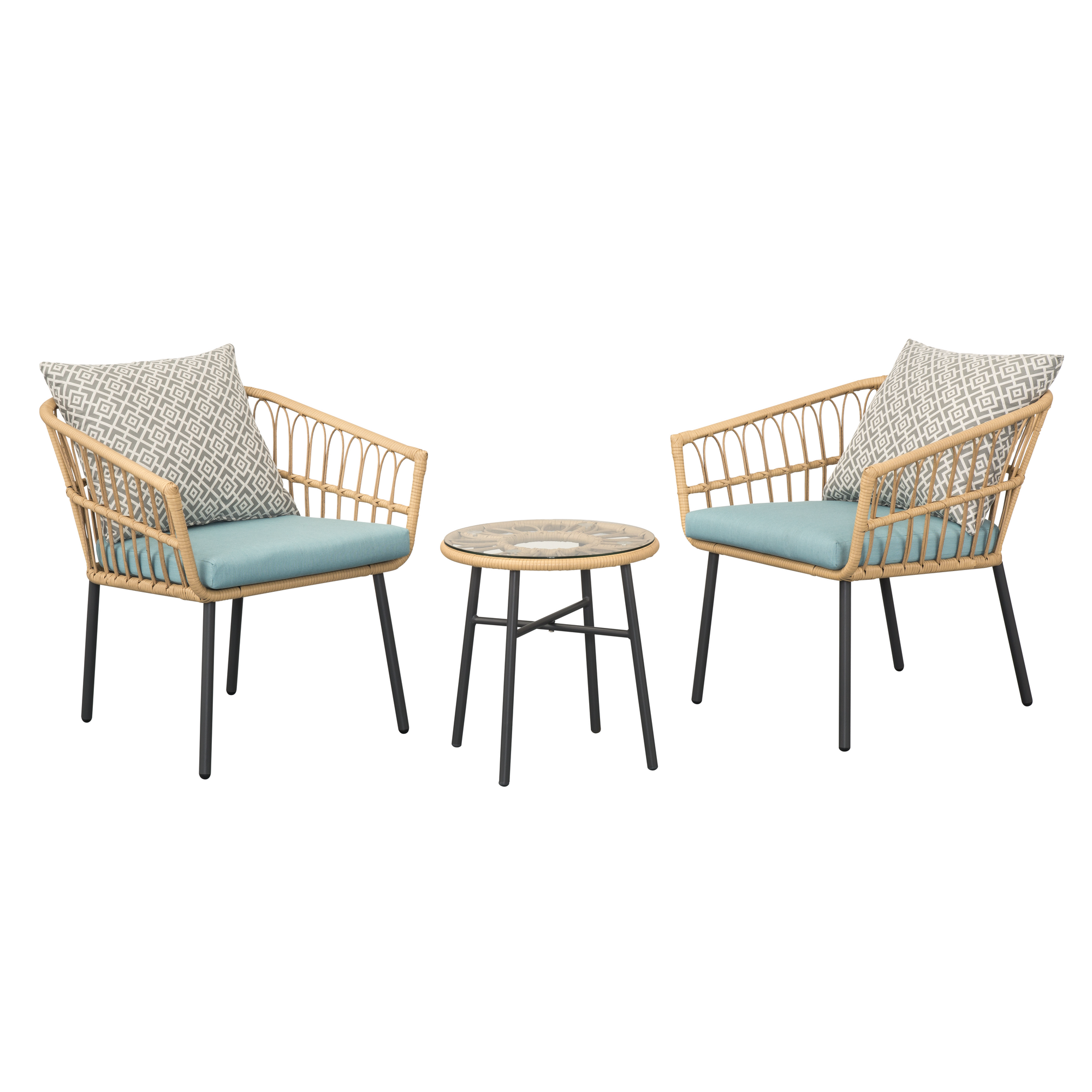 Balkonmöbel-Set 'Boho' mehrfarbig 3-teilig, inkl. Kissen