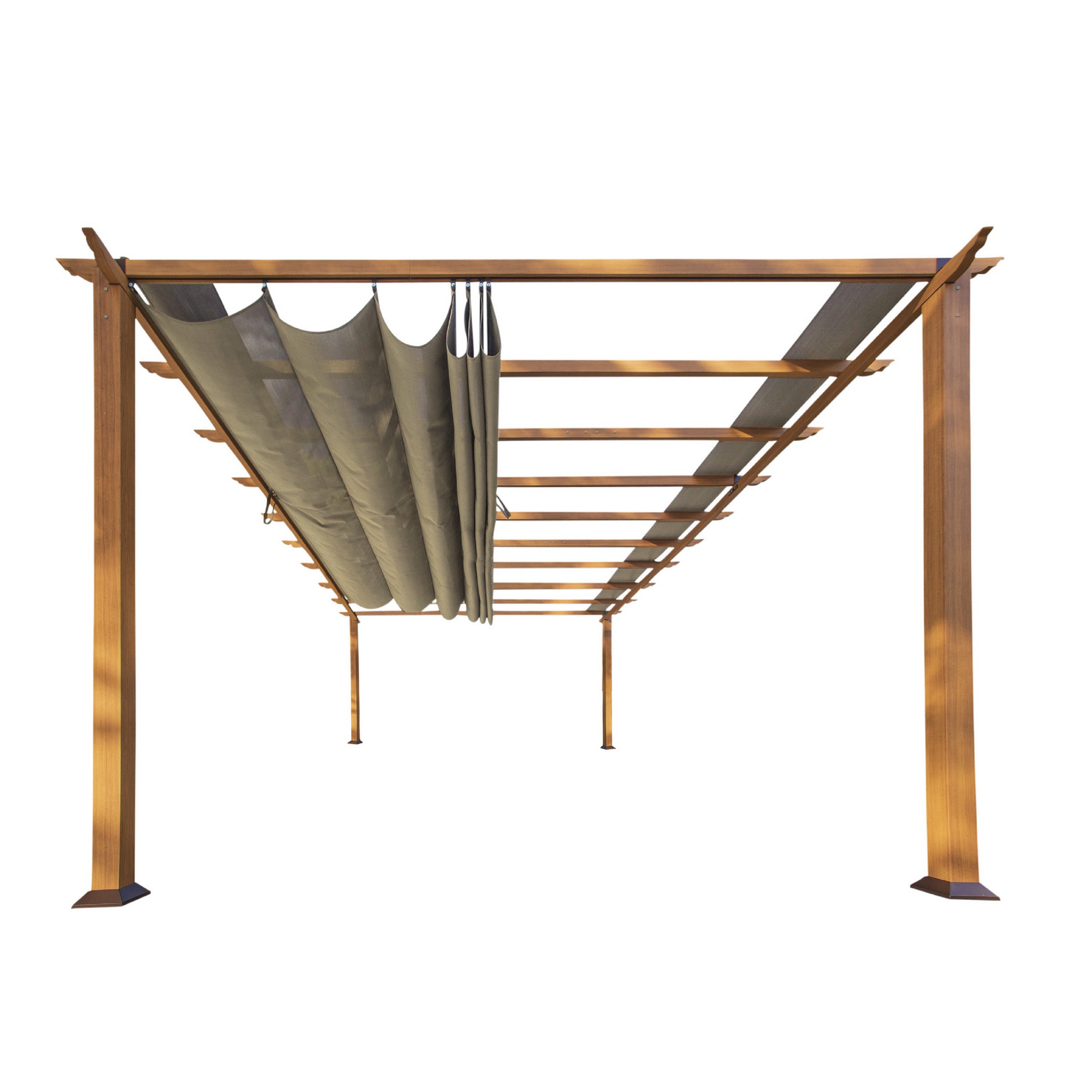 Paragon-Outdoor Pergola 'Florenz' Aluminium Holzoptik mit Sonnensegel 350 x 505 x 236 cm