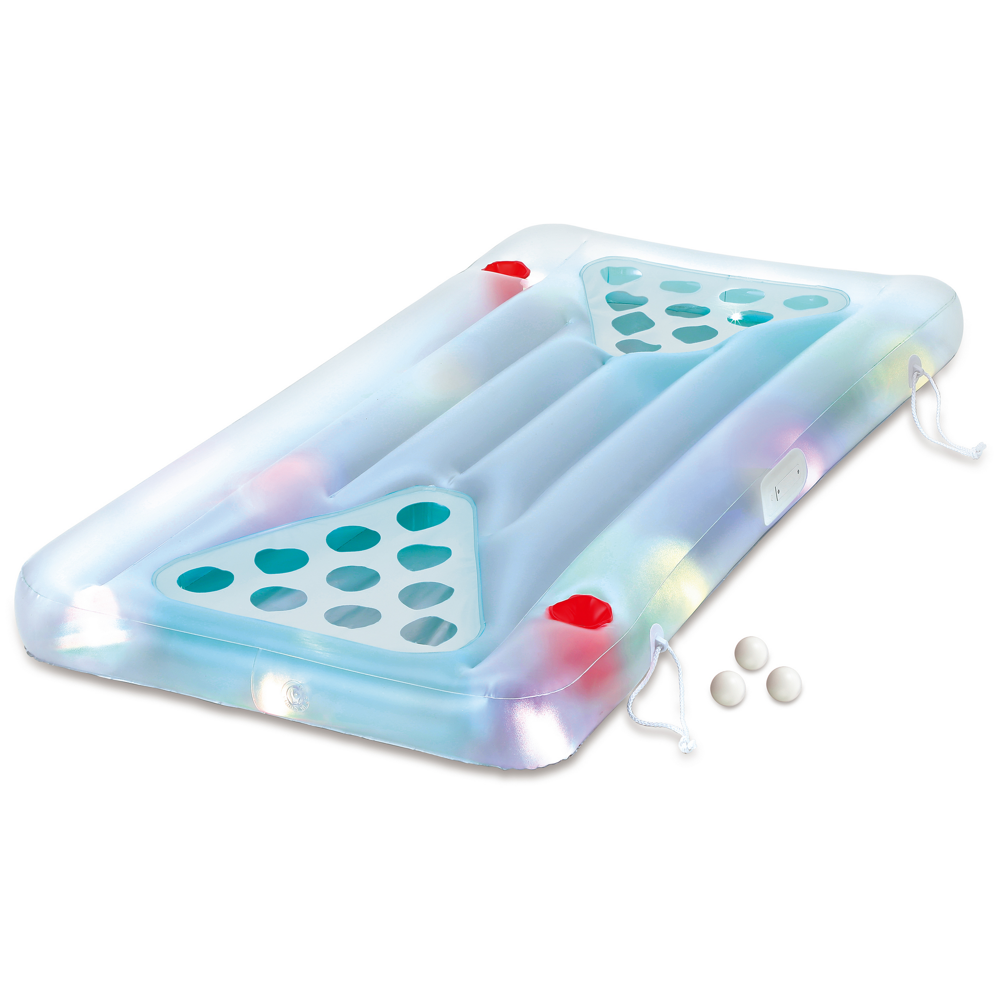 Bierpong Luftmatratze 'Aqua Glow' blau mit LED-Funktion 160 x 84 x 19 cm