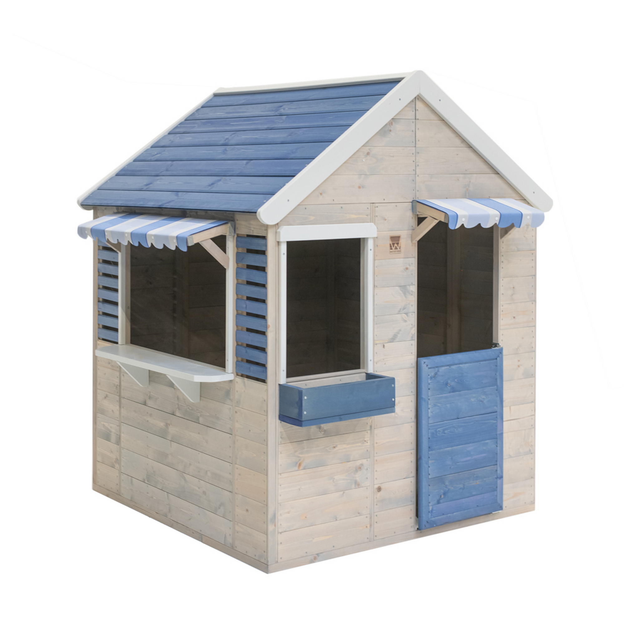 Wendi Toys Holz-Spielhaus 'Delfin' natur/blau 120 x 120 x 155 cm