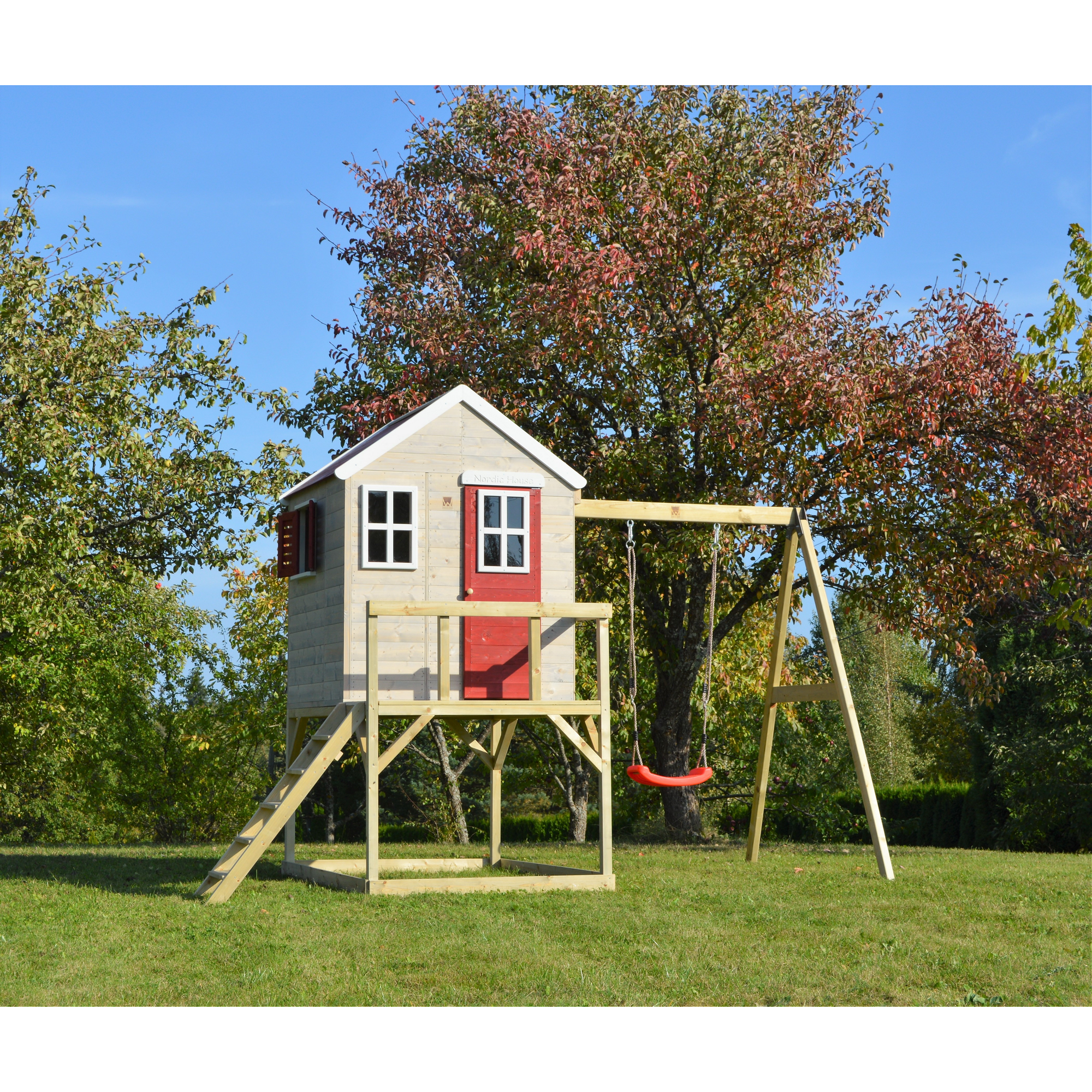 Wendi Toys Stelzenhaus 'Zebra' Natur Kiefernholz 192 x 350 x 242 cm