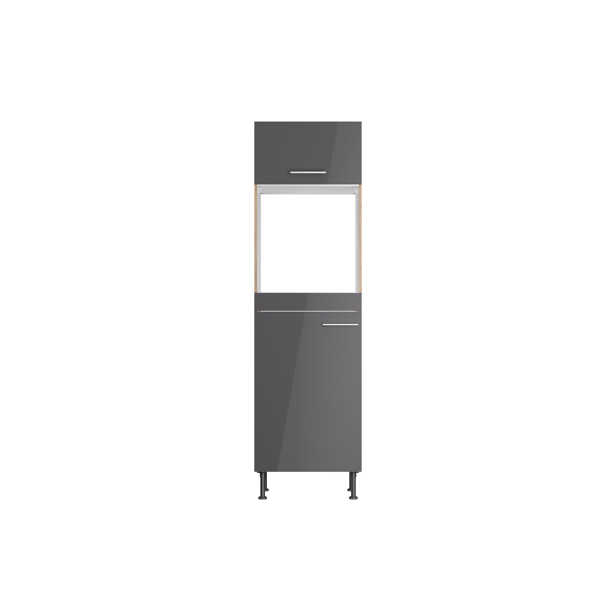 OPTIFIT Hochschrank für Backofen und Kühlschrank 'Optikomfort Jonte984' anthrazit/eichefarben 60 x 211,8 x 58,4 cm
