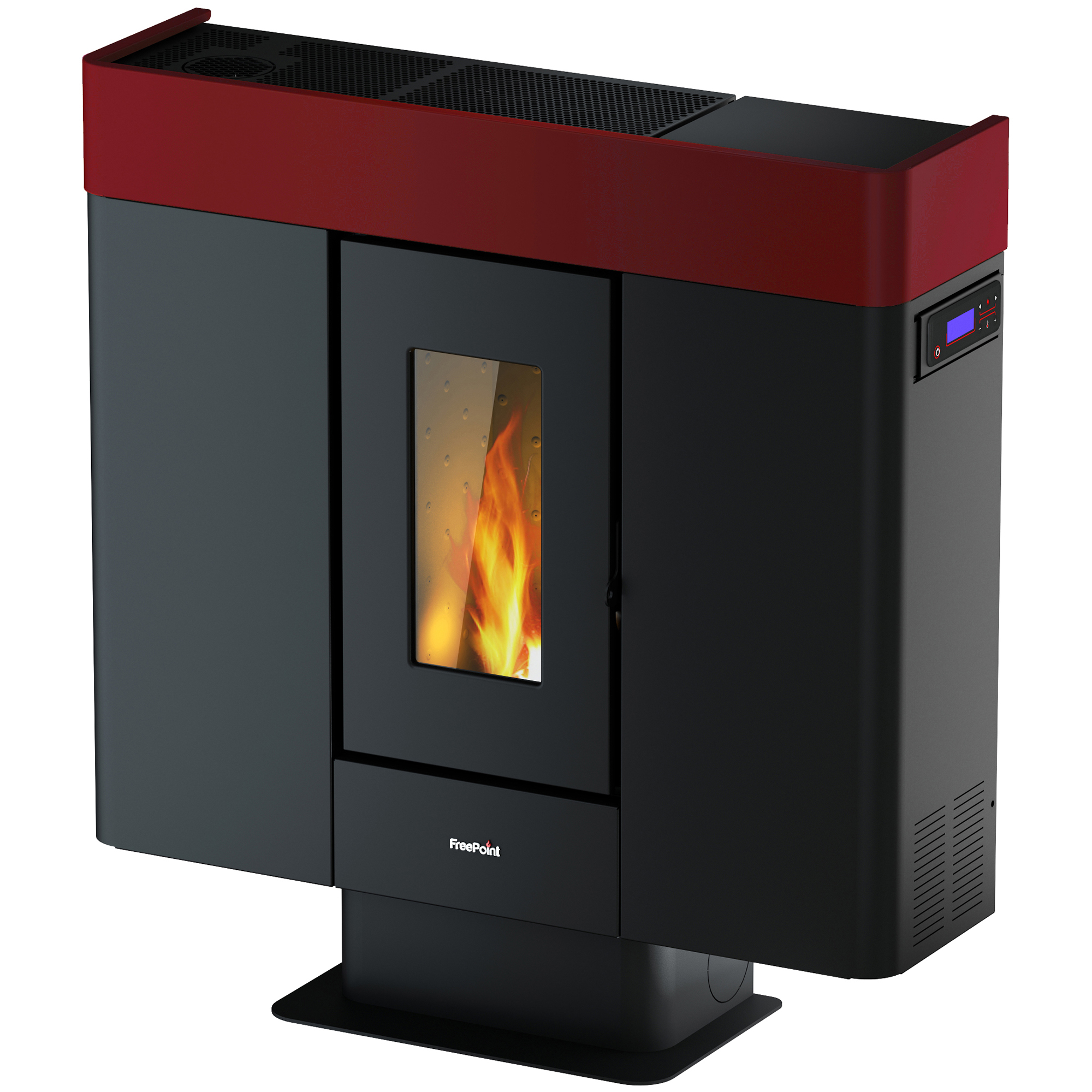 Freepoint Pelletofen 'Moon' Stahl schwarz/rot 10 kW