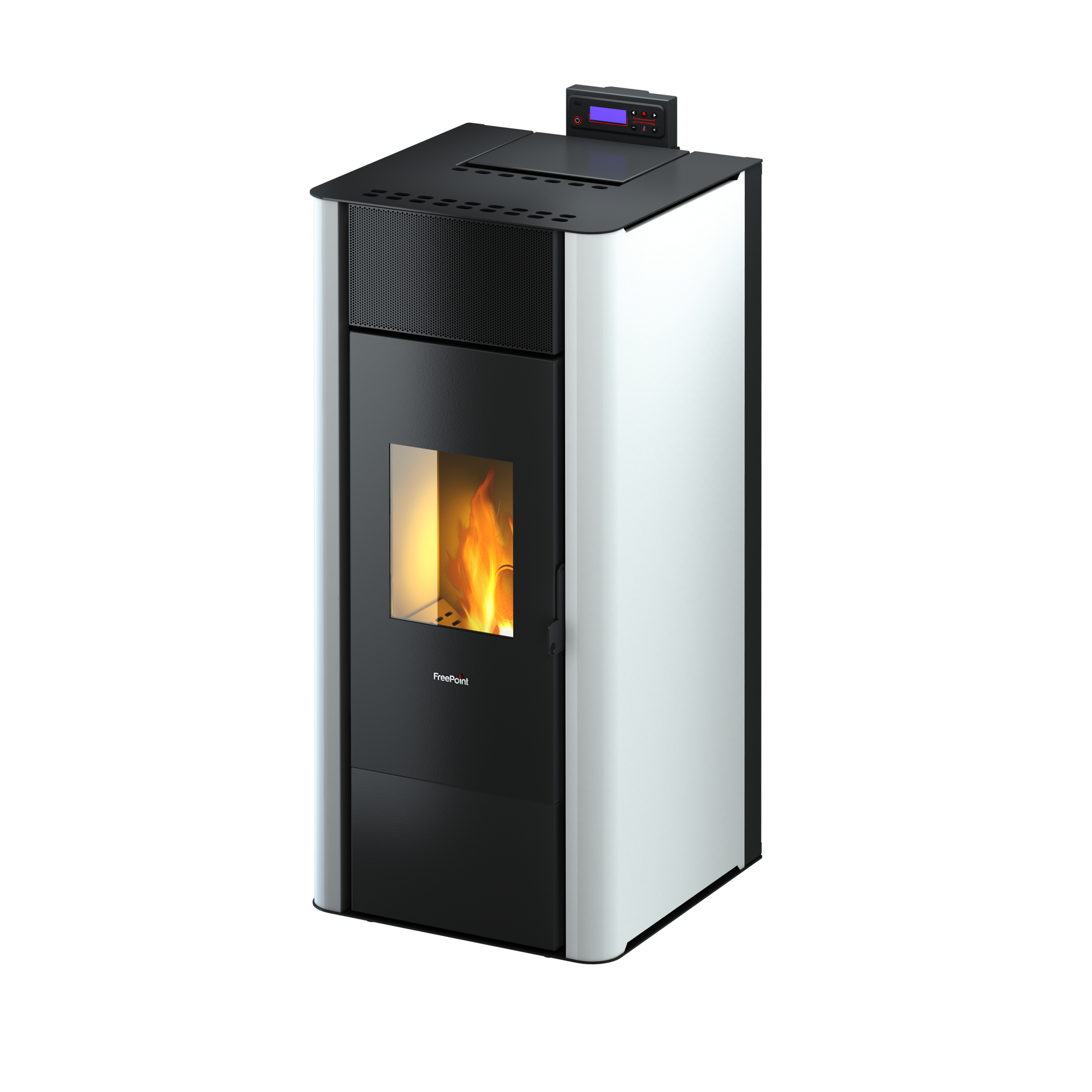 Freepoint Pelletofen 'Tesis 23' wassergeführt, Stahl weiß 4,7 - 22,8 kW