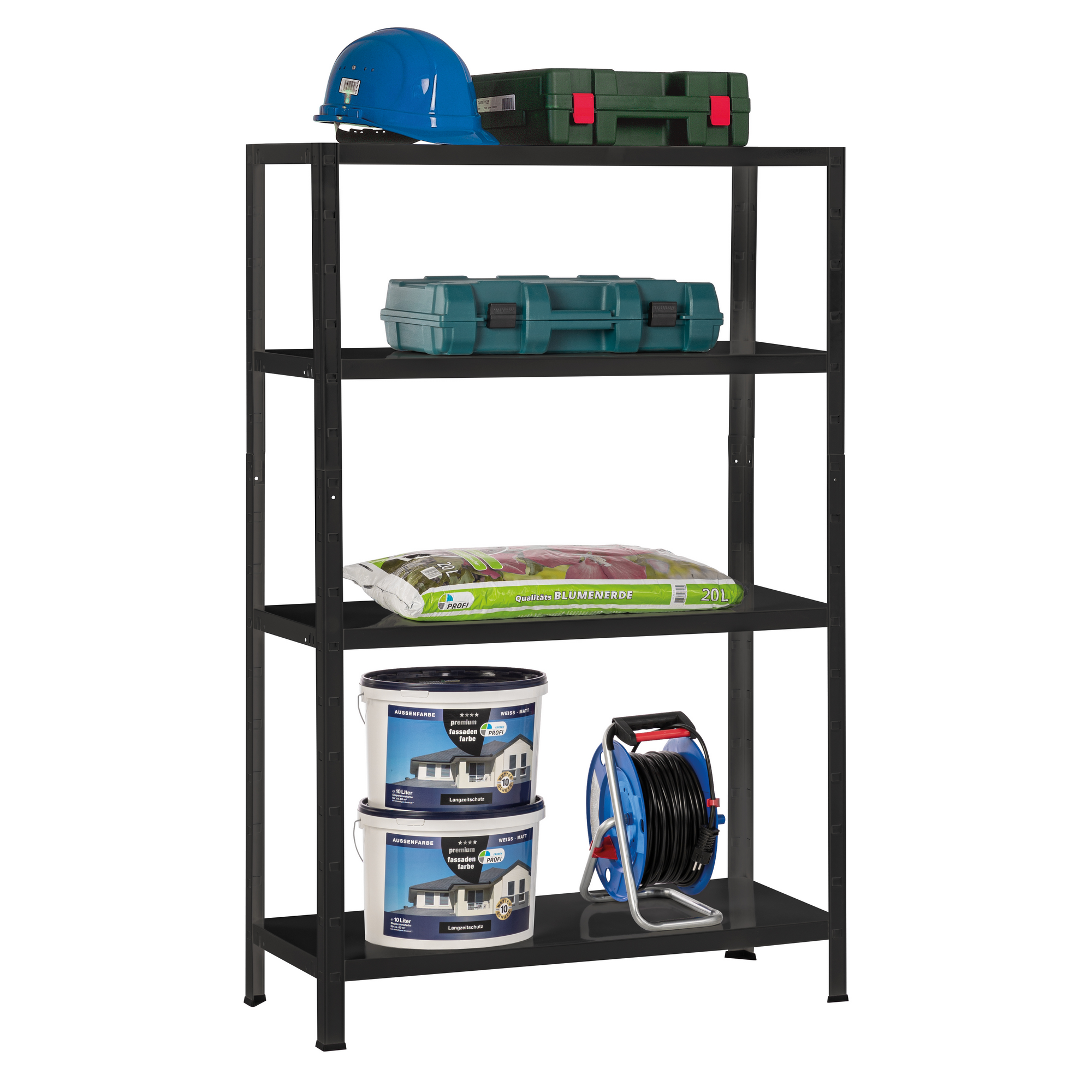 SCHULTE Regalwelt Steck-Grundregal schwarz 100 x 180 x 40 cm, 4 Böden à 65 kg