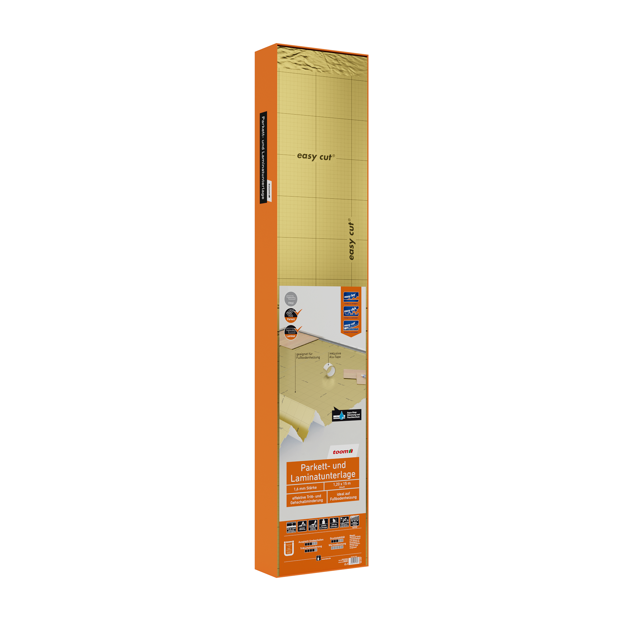 toom Parkett- und Laminatunterlage 'Aquastop' 1,6 mm, 1,2 x 15 m, 18 m²