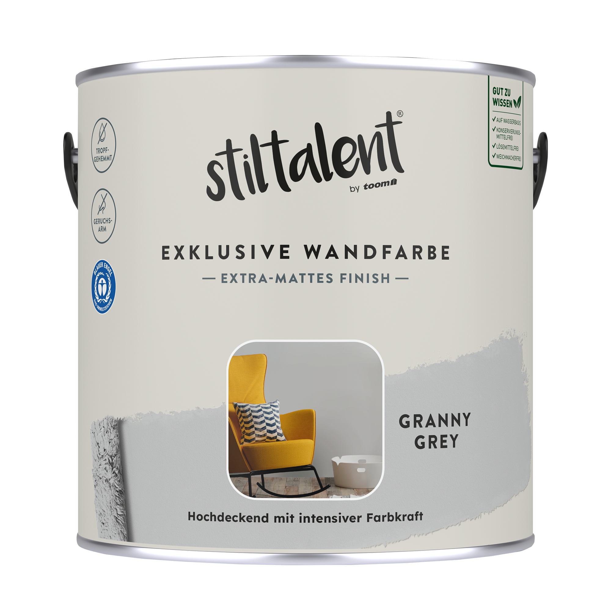 Stiltalent Wandfarbe 'granny grey' matt 2,5 l