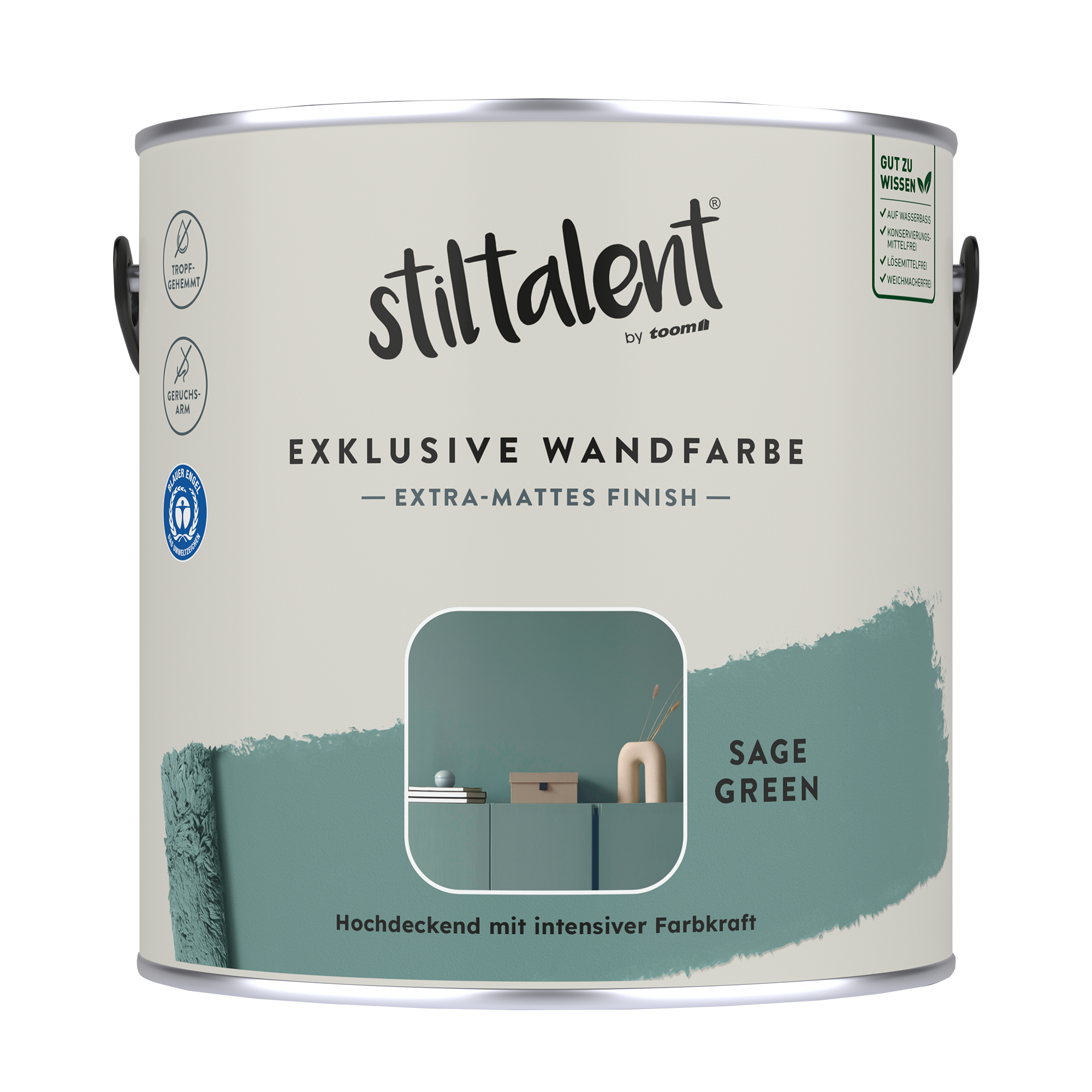 Stiltalent Wandfarbe 'sage green' matt 2,5 l