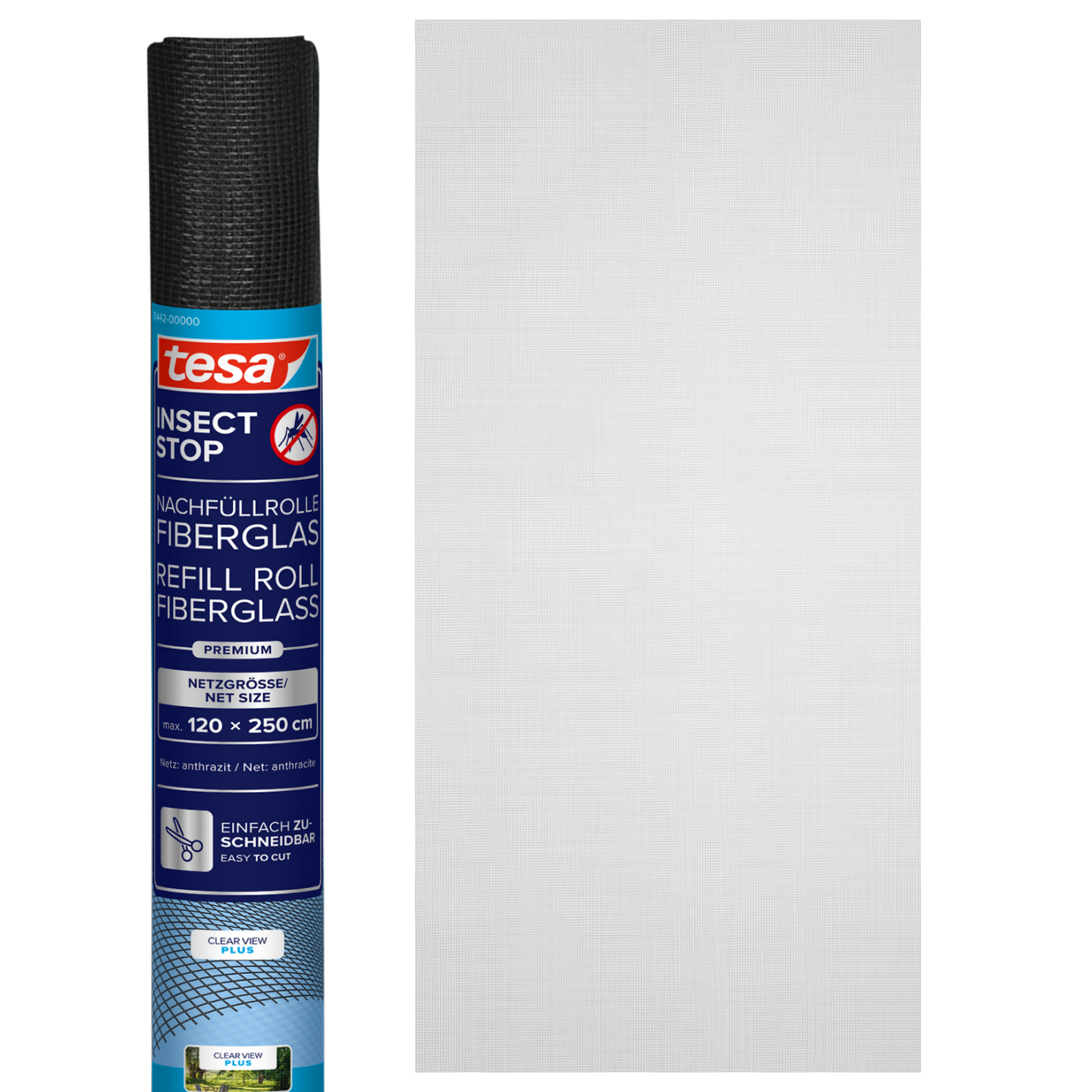 tesa Ersatzrolle für Fliegengitter 'Alu Fiberglas' durchsichtig 120 x 250 cm