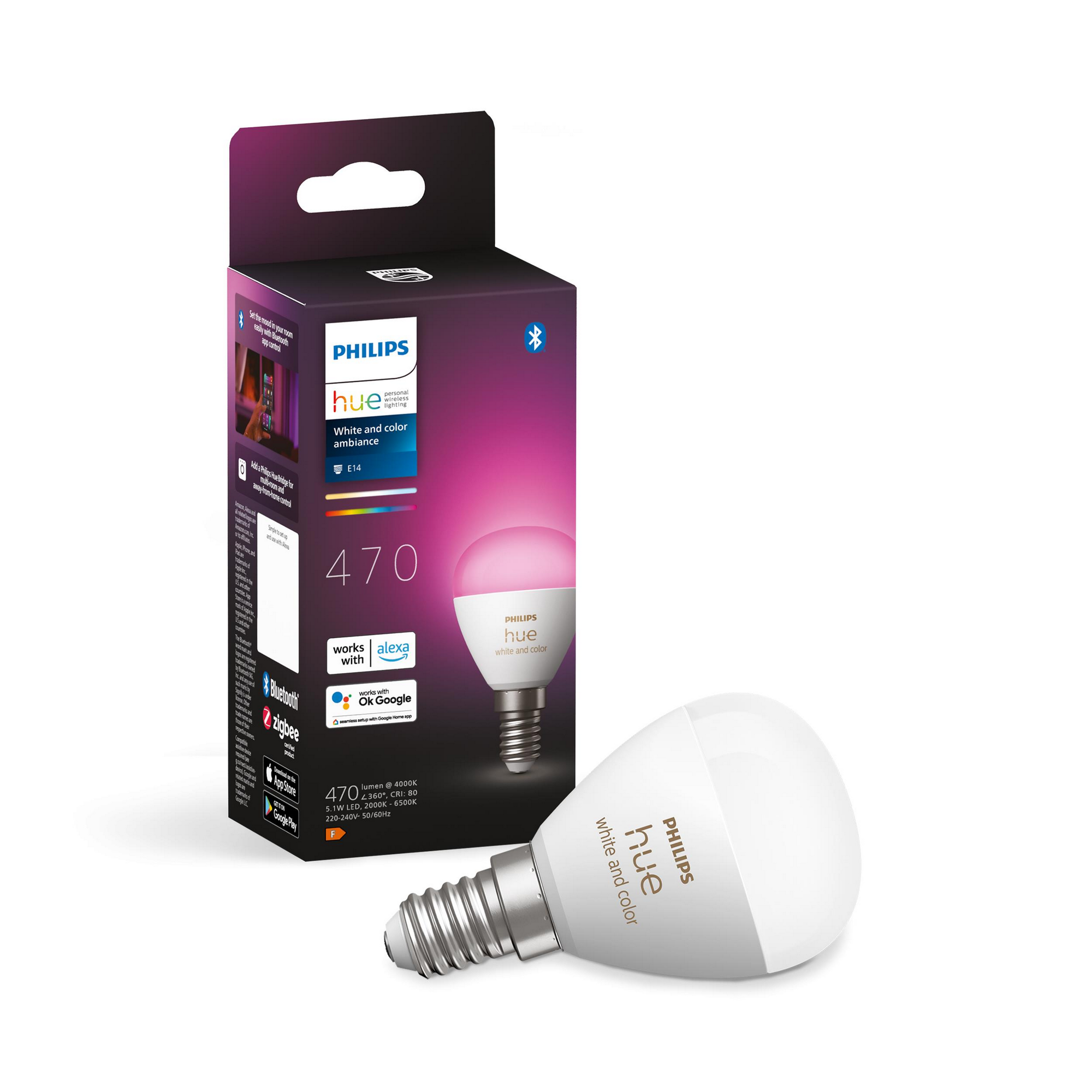 Philips Hue LED-Tropfen 'Hue P45' 370 lm E14