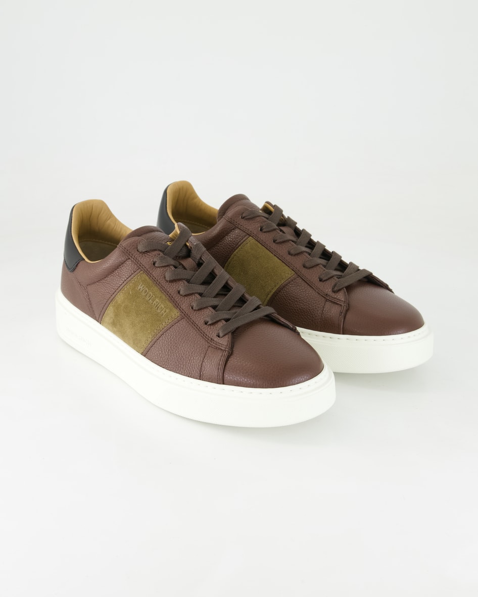 Woolrich Schuhe - Classic Court Leder und Veloursleder (Braun, Gr. 42)