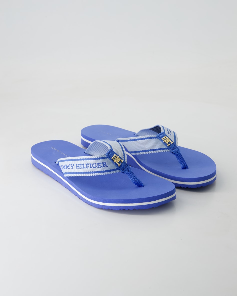 Tommy Hilfiger Schuhe - Hilfiger Webbing Beach Sandal Textil (Blau, Gr. 39)