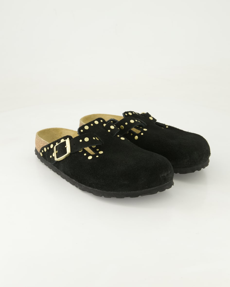 Birkenstock Schuhe - Boston Rivet Border Veloursleder (Schwarz, Gr. 37)