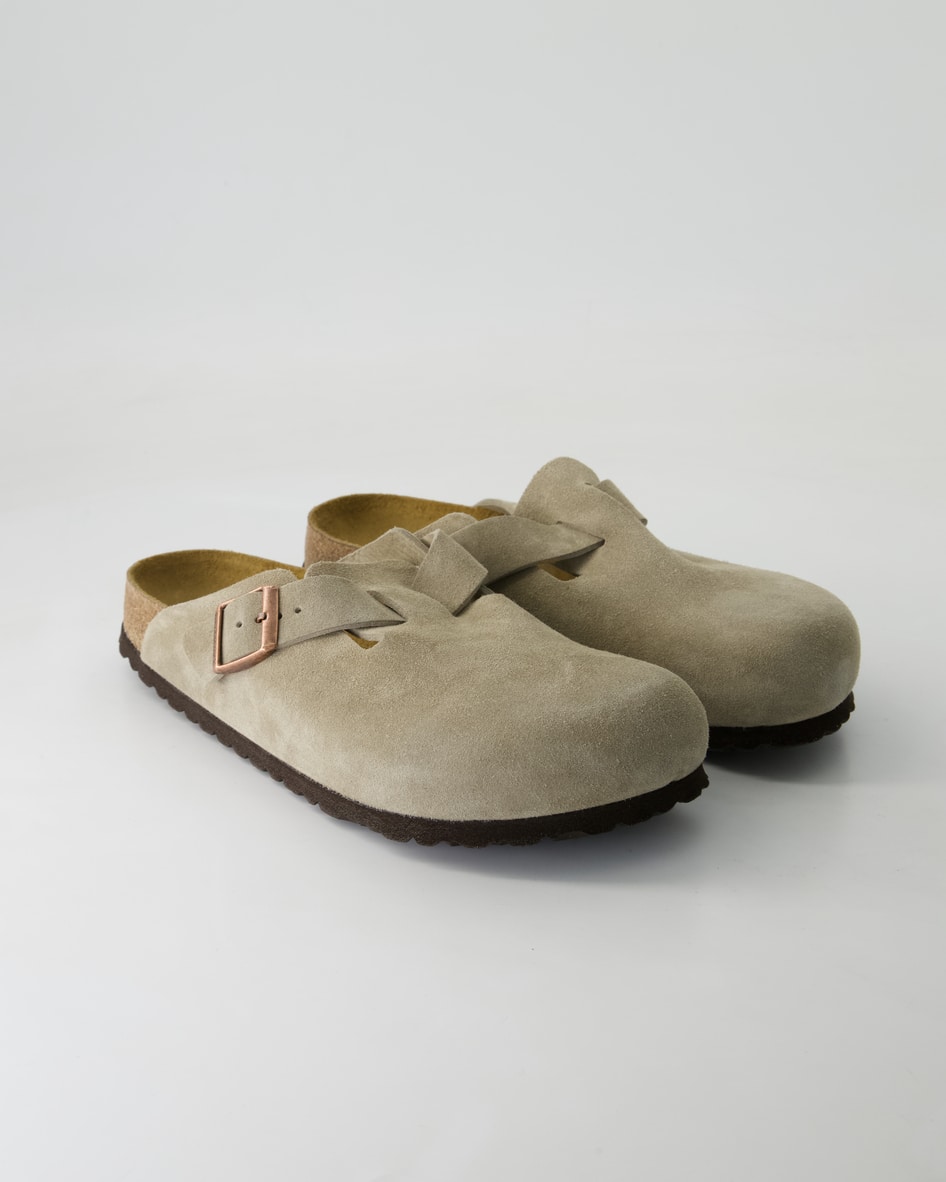 Birkenstock Schuhe - Boston Veloursleder Veloursleder (Grau, Gr. 38)
