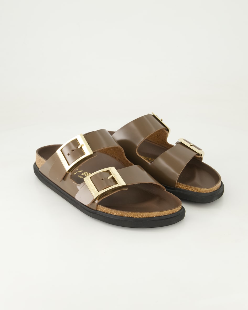 Birkenstock Schuhe - Arizona Droplet Buckle Cupsole Lackleder (Braun, Gr. 39)