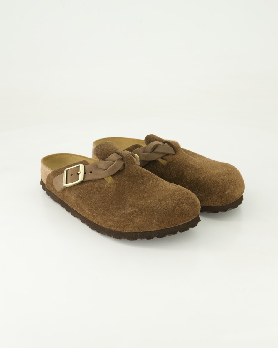 Birkenstock Schuhe - Boston Braided Veloursleder (Braun, Gr. 39)