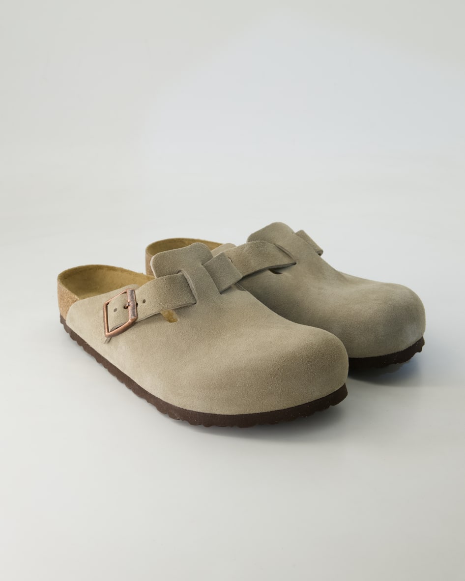 Birkenstock Schuhe - Boston Weichbettung Birko-Flor Veloursleder (Beige, Gr. 37)