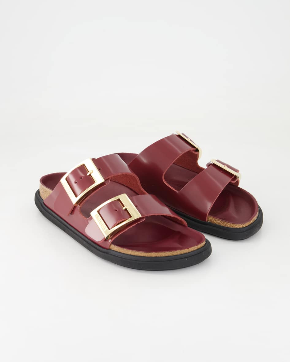 Birkenstock Schuhe - Arizona Droplet Buckle Lackleder (Bordeaux, Gr. 41)
