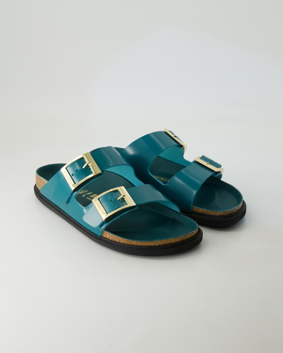 Birkenstock Schuhe - Arizona Droplet Buckle Cupsole Lackleder (Grün, Gr. 38)