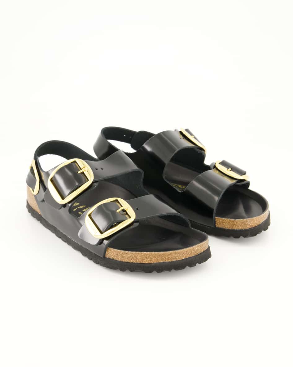 Birkenstock Schuhe - Milano Big Buckle Leder Leder (Schwarz, Gr. 36)