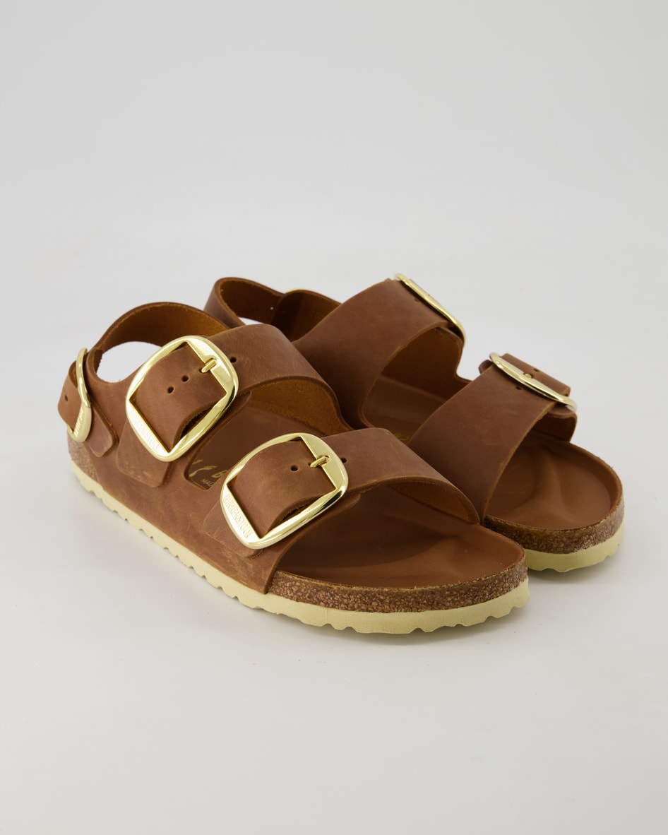 Birkenstock Schuhe - Milano Big Buckle Leder Leder (Braun, Gr. 42)