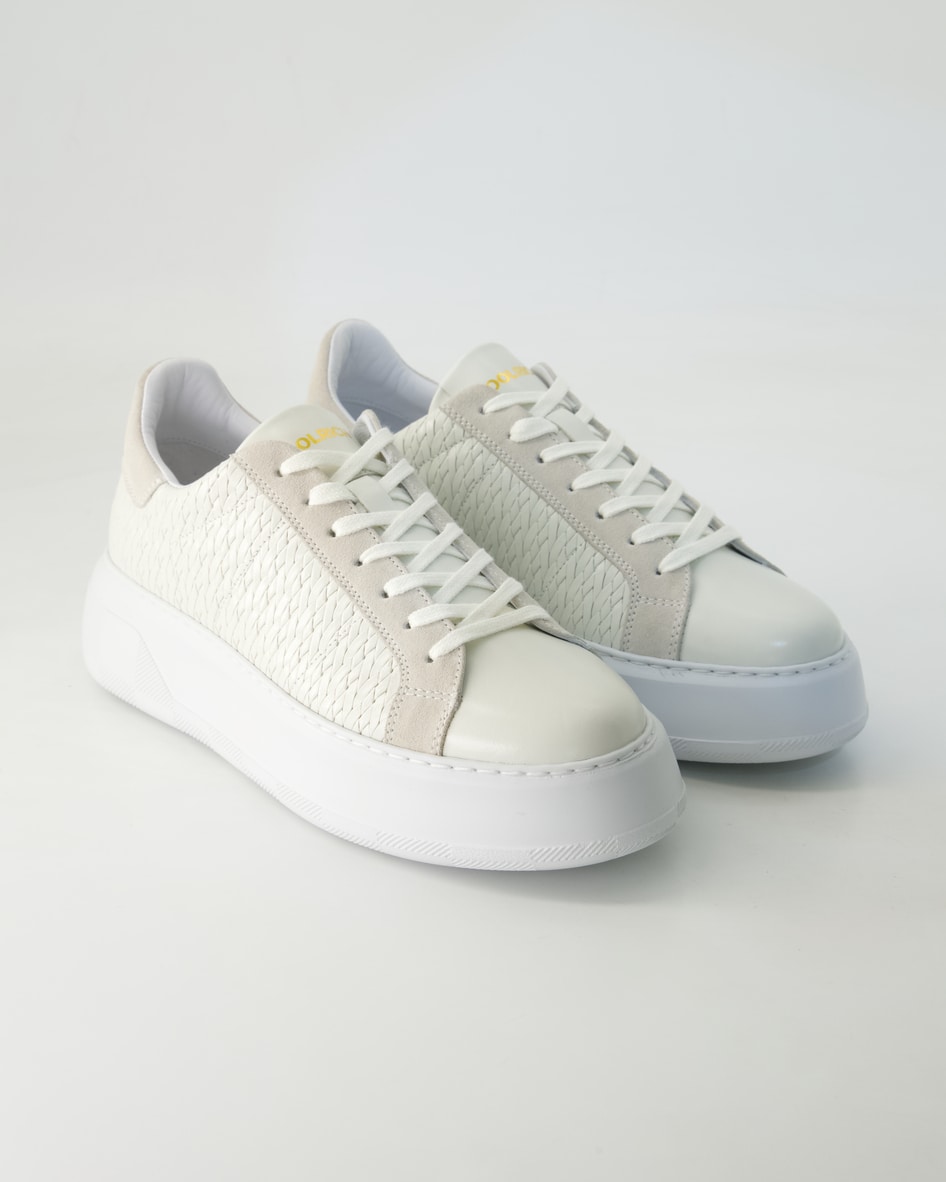 Woolrich Schuhe - Chunky Court Leder und Veloursleder (Beige, Gr. 36)