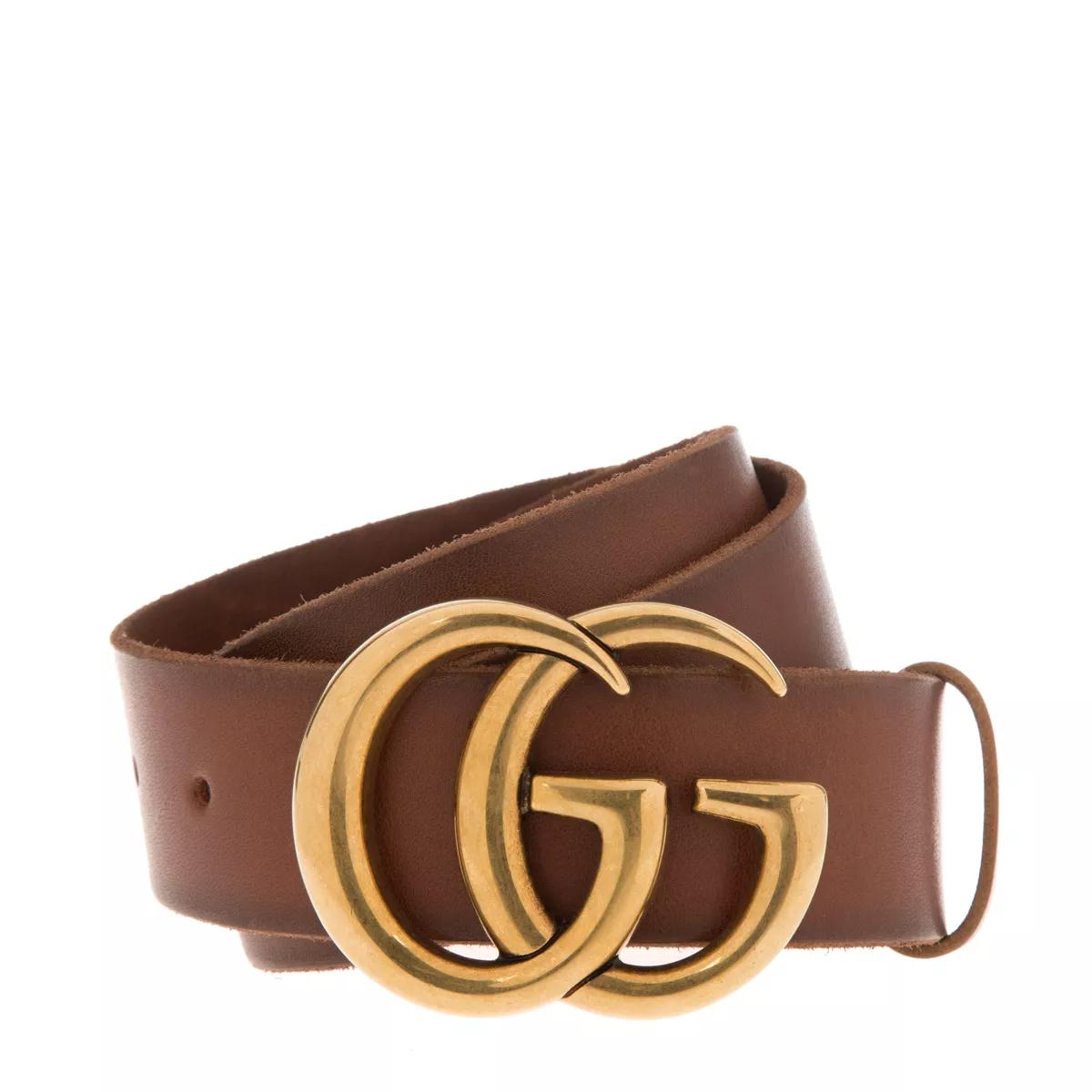 Gucci Gürtel - GG Leather Belt Cognac - Gr. 80 - in Cognacbraun - für Damen