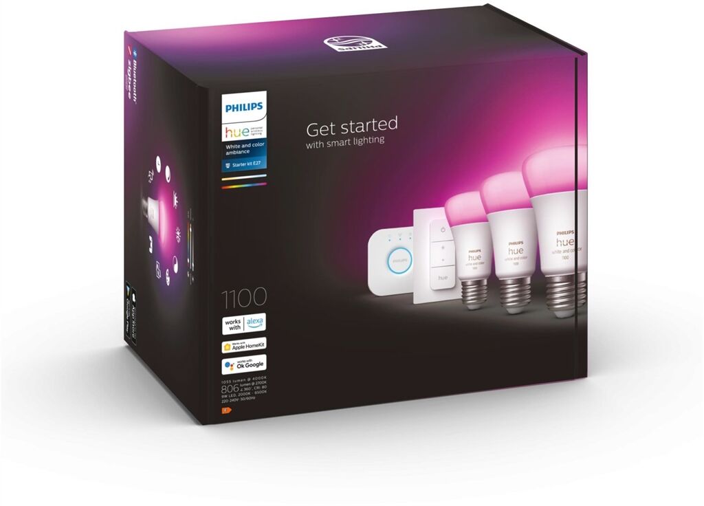 hue W&C Amb. 9W A60 E27 3er Pack (Schwarz)