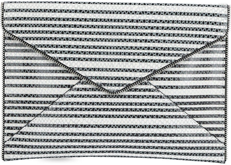 Handtasche - Clutch, Leder, B28 x H20 x T1 cm , Silver