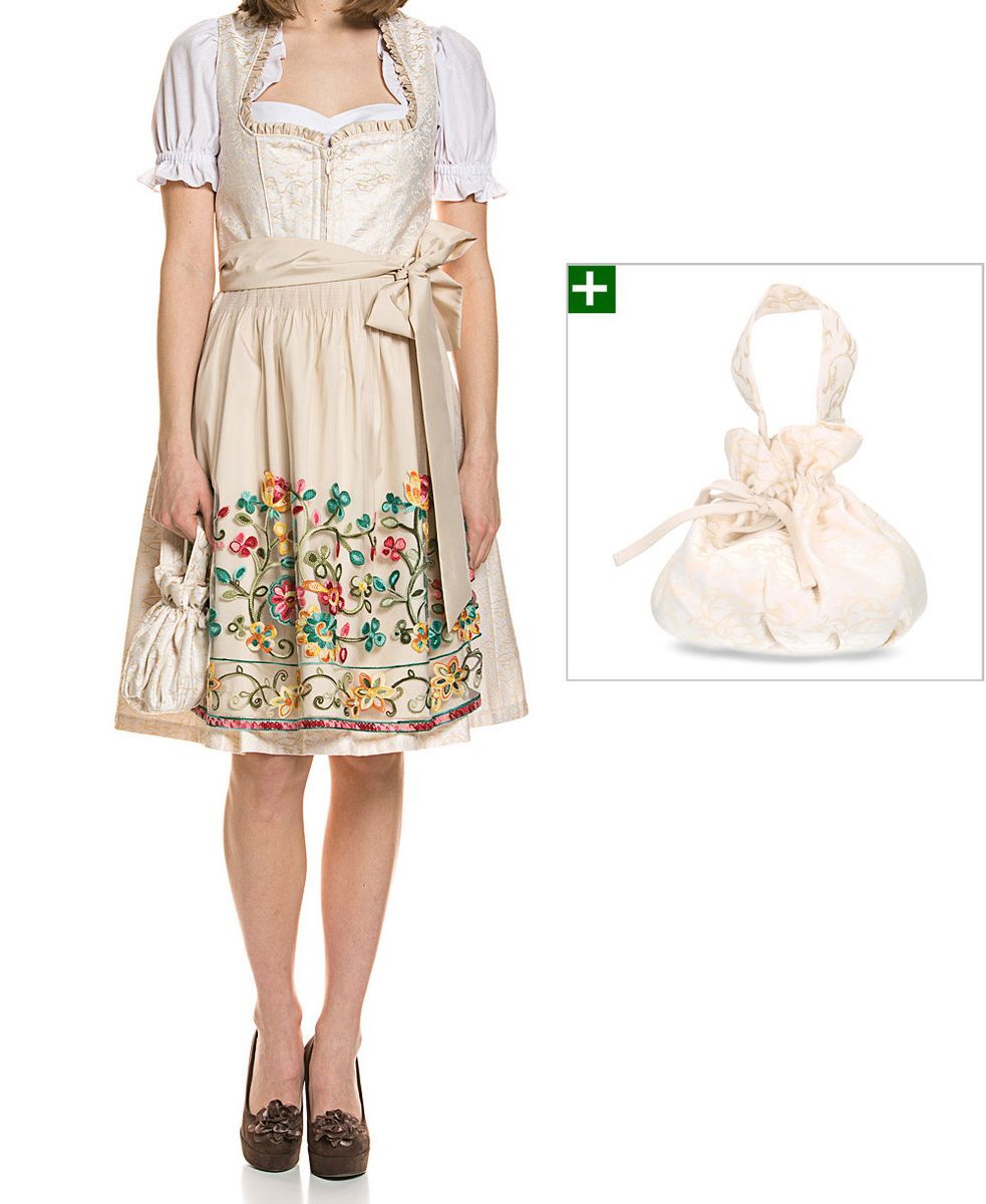 Trachten - Midi-Dirndl 'Tilly' mit Schürze, champagne, 65 cm