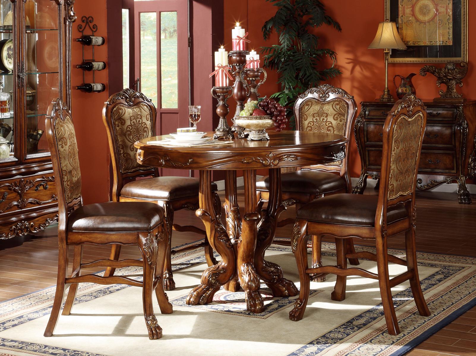 Set 4x Stuhl Echtes Holz Polster Sitz Esszimmer Garnitur Esszimmer Stühle Barock
